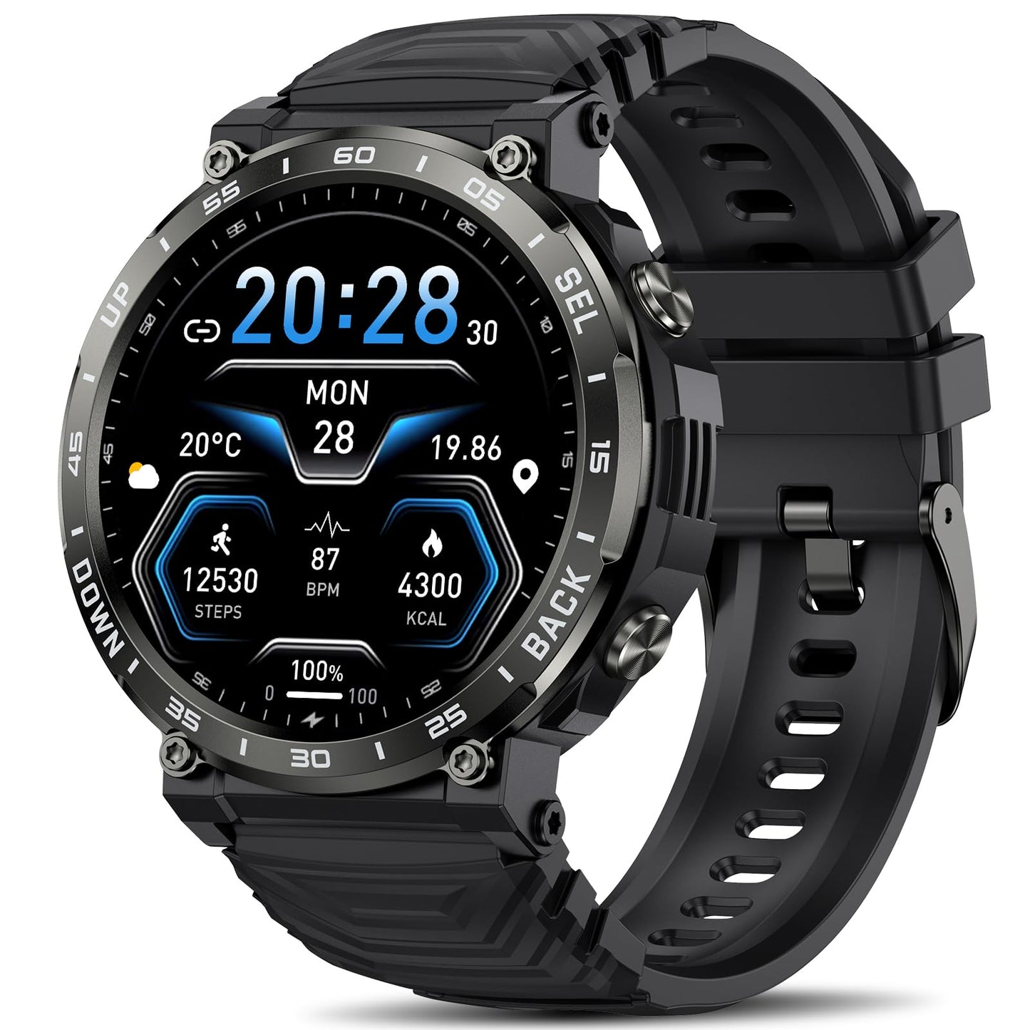 PYRODUM Smart Watches for Men Answer/Make Calls, 1.52" Military Smart Watch for Android/iPhone, 5ATM Waterproof Fitness Watch with 118 Sports Modes,24/7 Heart Rate/BP/Sleep Tracker, Rugged Smartwatch