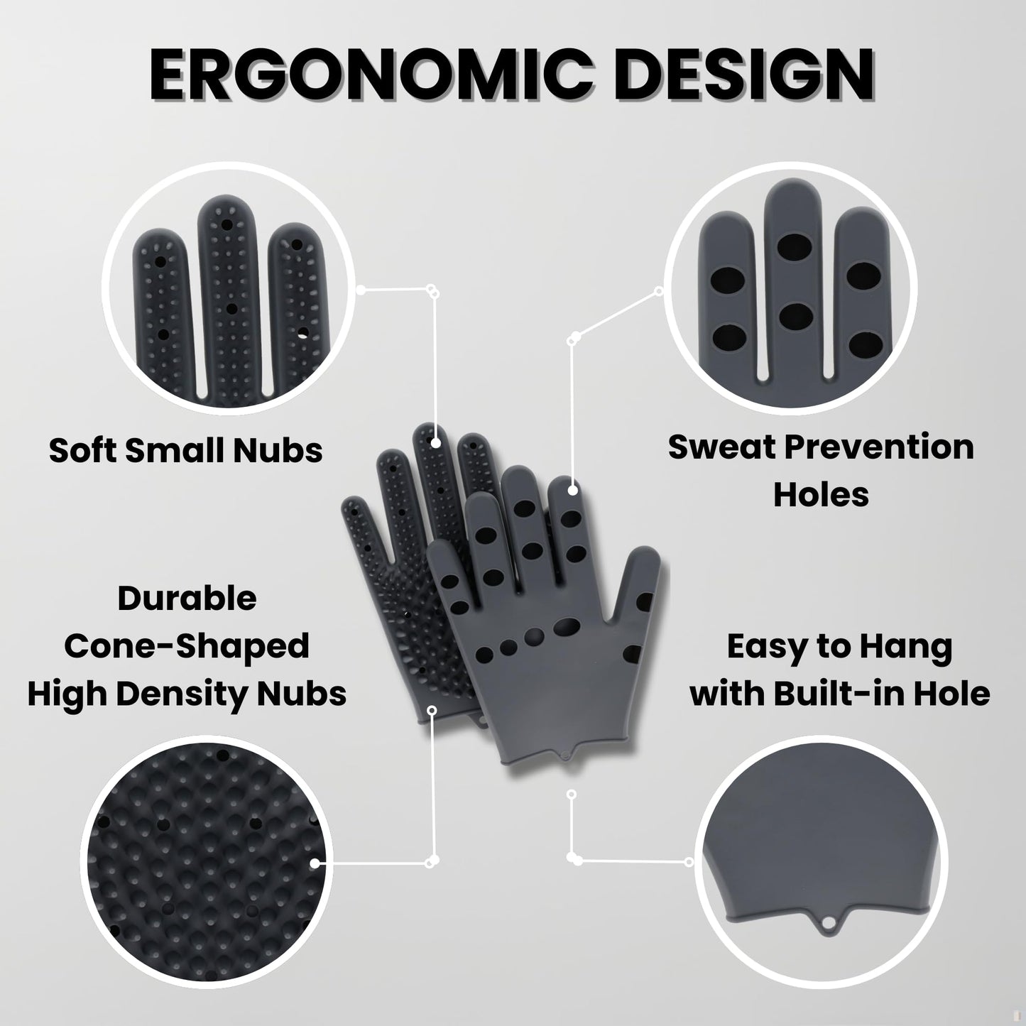 2pcs Pet Grooming Gloves for Cats, Dogs, Rabbits, Horses – Silicone Hair Remover, Shedding Bath Brush, Massage Mitts