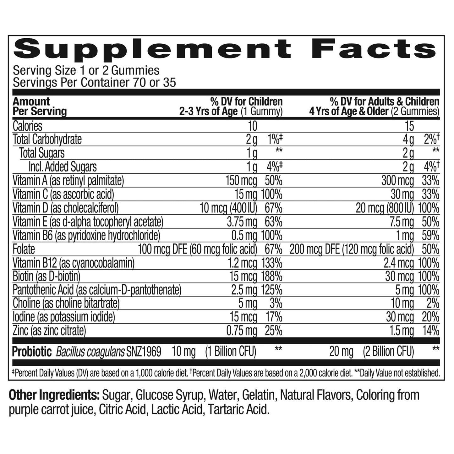 OLLY Kids Multivitamin & Probiotic Gummy, Digestive Support, Vitamins A, D, C, E, B, Zinc, Chewable Supplement, Berry Flavor, 35 Day Supply - 70 Count