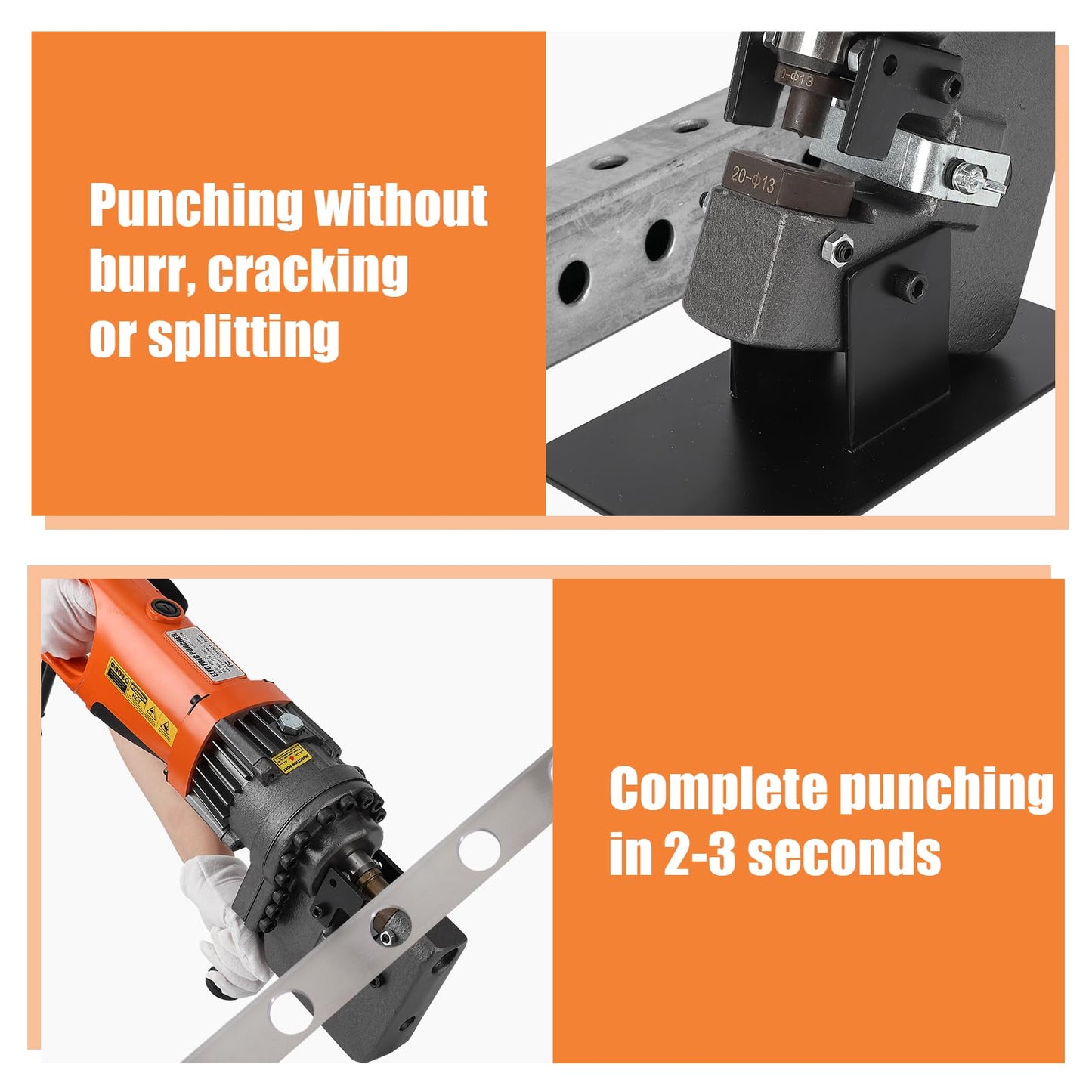 Electric Hydraulic Hole Punch for Metal Φ1/4"-4/5", 1200W 110V Hole Puncher Machine Constuction Tools, Hole Punching with Carbon Brush 5 Dies for Steel Iron Aluminum Plate, Copper