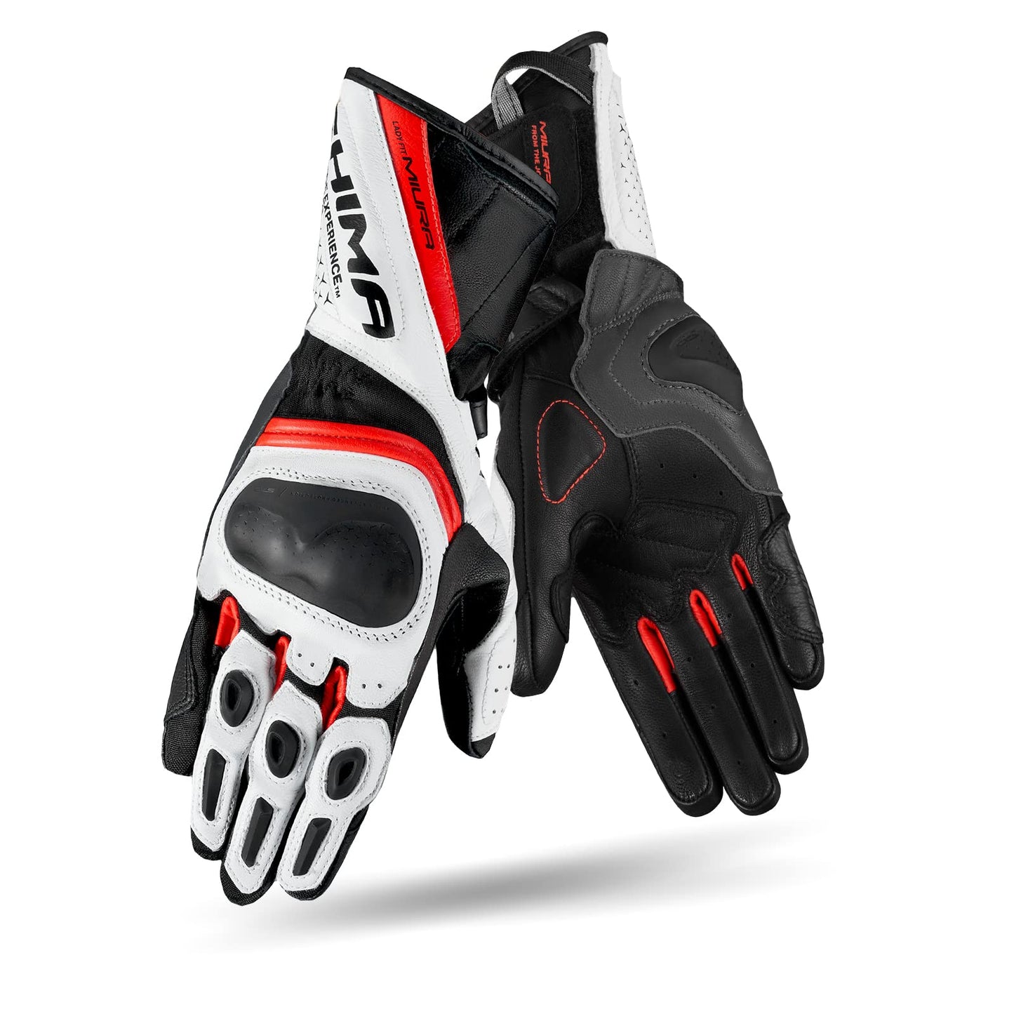 SHIMA MIURA Motrocycle Gloves for Women - Touchscreen Summer Sport Leather Biker Riding Gloves with Protector, Reinforced Palm (Red Fluo, XS)