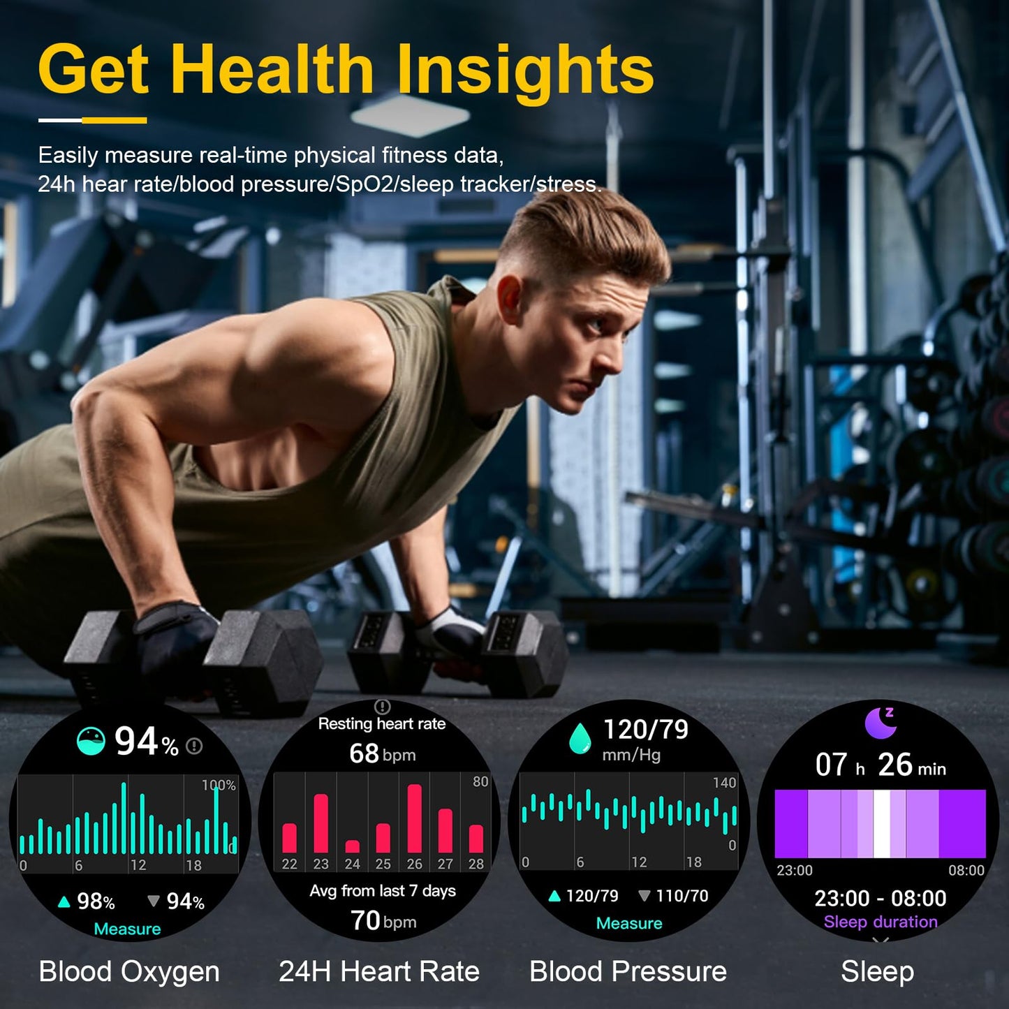 PYRODUM Smart Watches for Men Answer/Make Calls, 1.52" Military Smart Watch for Android/iPhone, 5ATM Waterproof Fitness Watch with 118 Sports Modes,24/7 Heart Rate/BP/Sleep Tracker, Rugged Smartwatch