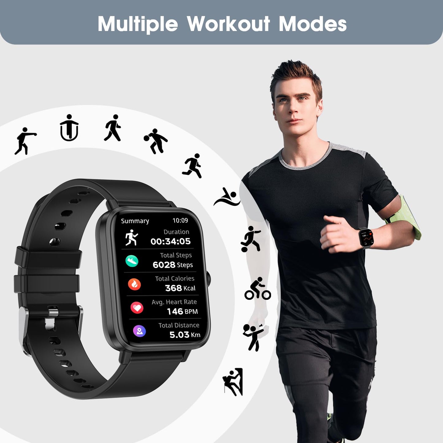 Smart Watch for Android iPhone-Call Receive/Dial/Read Message/AI Control-1.83" HD Screen-IP67 Waterproof Fitness Smartwatch-Blood Pressure/Heart Rate/SpO2/Sleep Monitor-Sport Tracker for Women Men