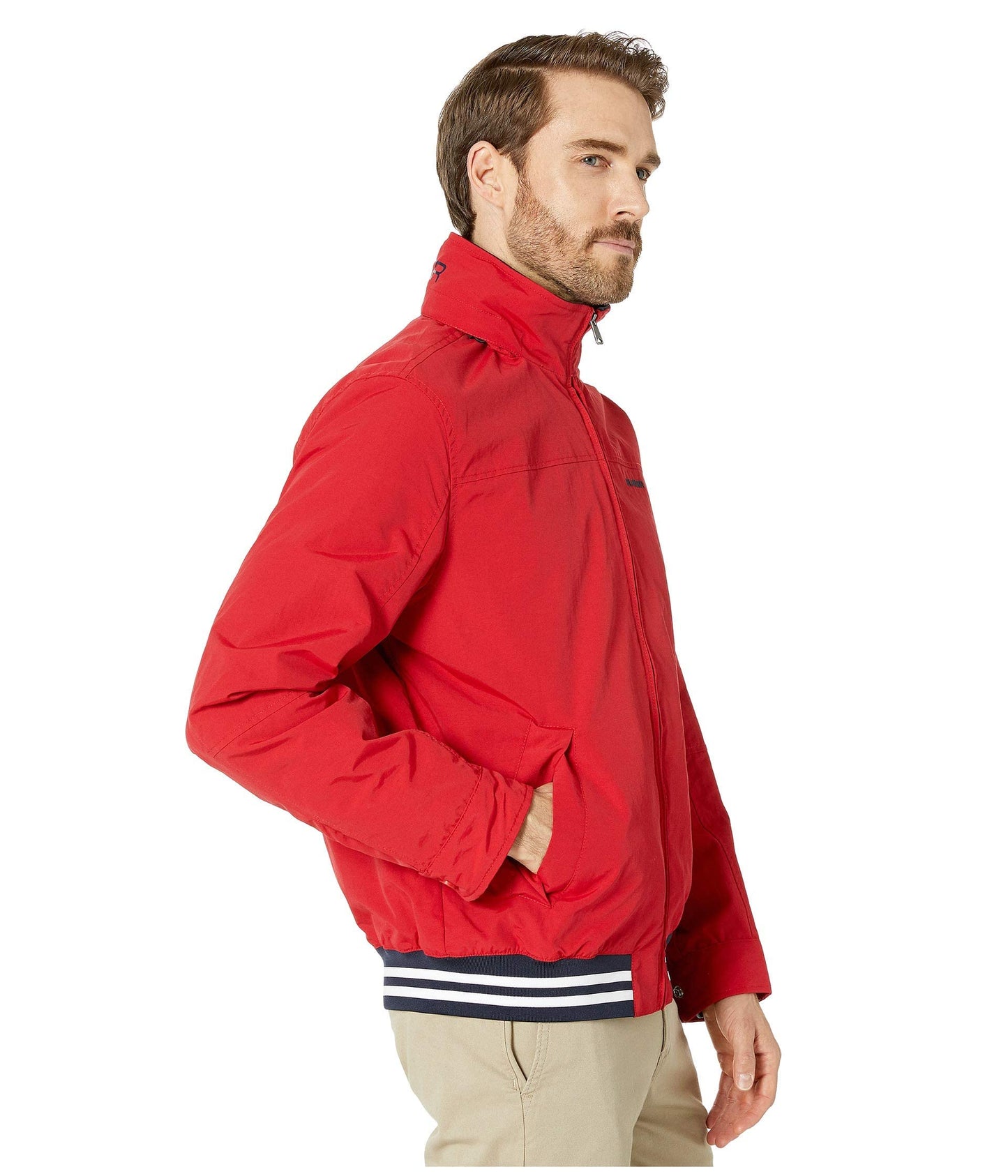 Chaqueta de regata ligera e impermeable Tommy Hilfiger para hombre, color rojo de competición (talla mediana)