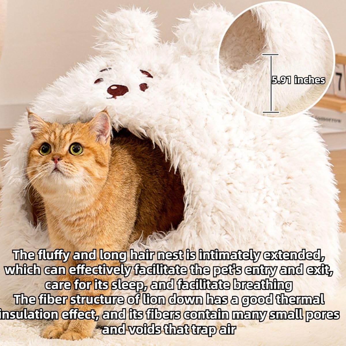 Animal Design Pet Bed Cat Dog Bed for Indoor Cats Pet Tent Cave with Removable Cushion Plush Half-Enclosed Warm House for Cats Small Dogs Kitten Puppy Sleeping (Alpacas,Small)