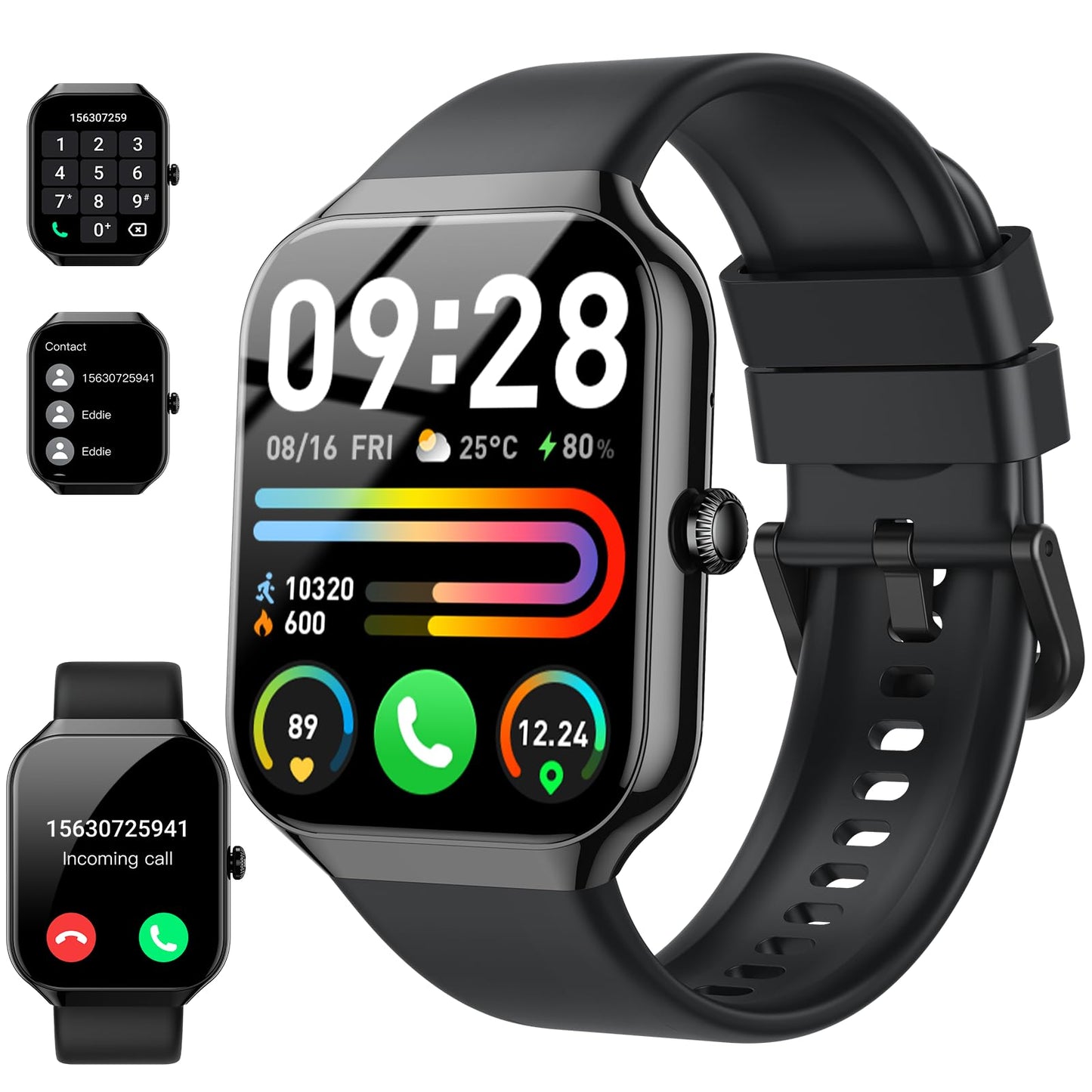 Smart Watch(Answer/Make Call), 1.96" HD Smartwatch for Men Women, 2025 New Fitness Watch with 110+ Sport Modes, Heart Rate, Sleep Monitor, Pedometer, IP68 Waterproof Activity Tracker for Android iOS