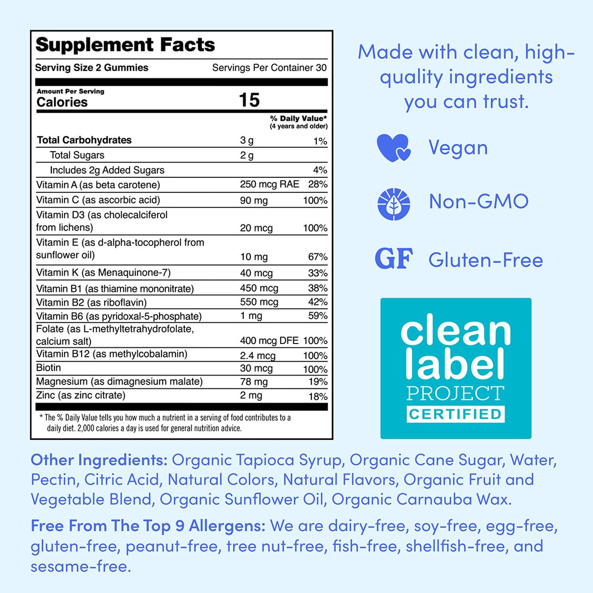 FIRST DAY Women's Methylated Multivitamin Gummies – A, B1, B2, B6, B9, B12, C, D3, E, K2 + Methylfolate, Magnesium, Zinc, Biotin – Vegan, Organic Blend, Low Sugar – Hair, Skin, & Energy Aid – 30 Day