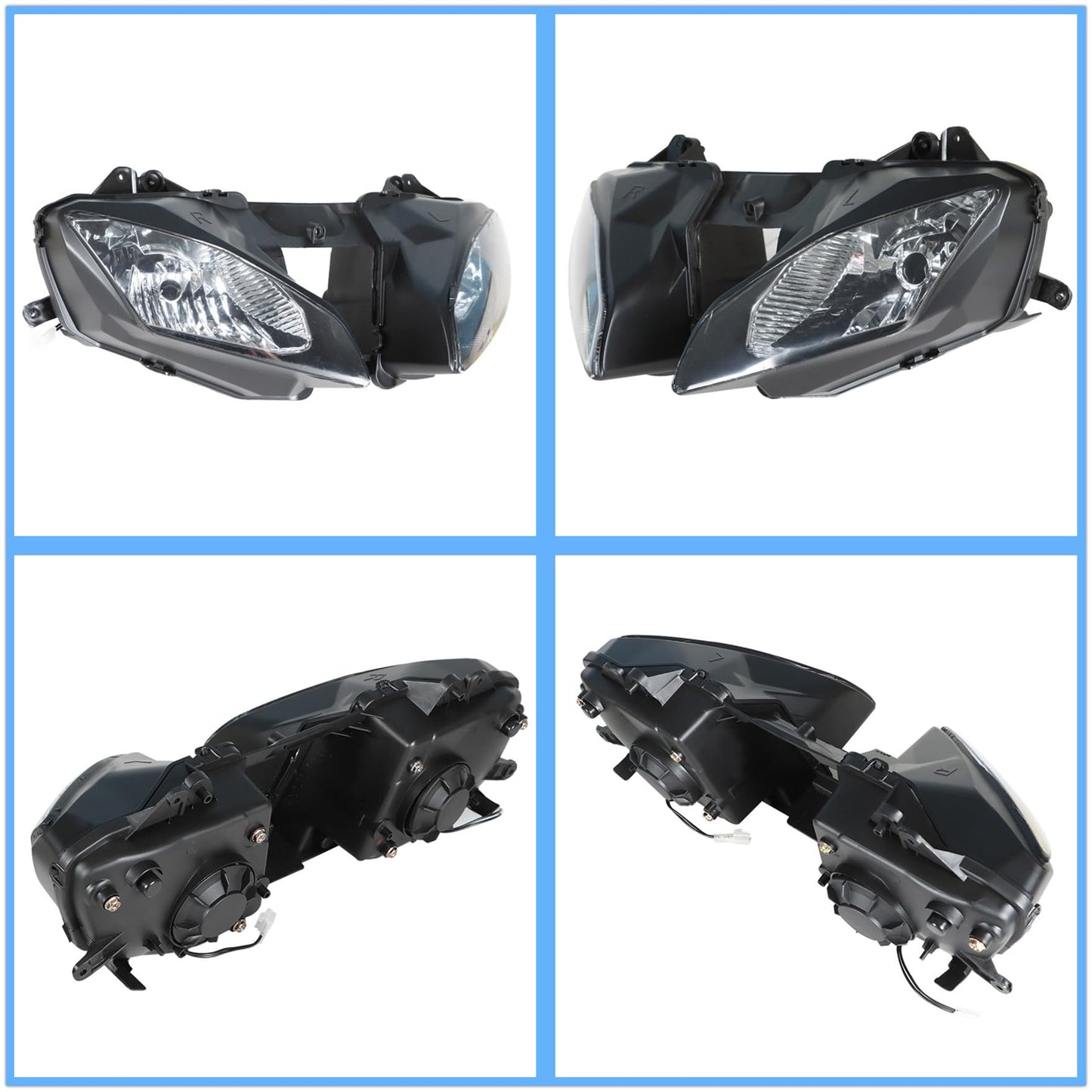 waltyotur Motorcycle Front Headlight Replacement for Yamaha YZF-R6 2008-2016