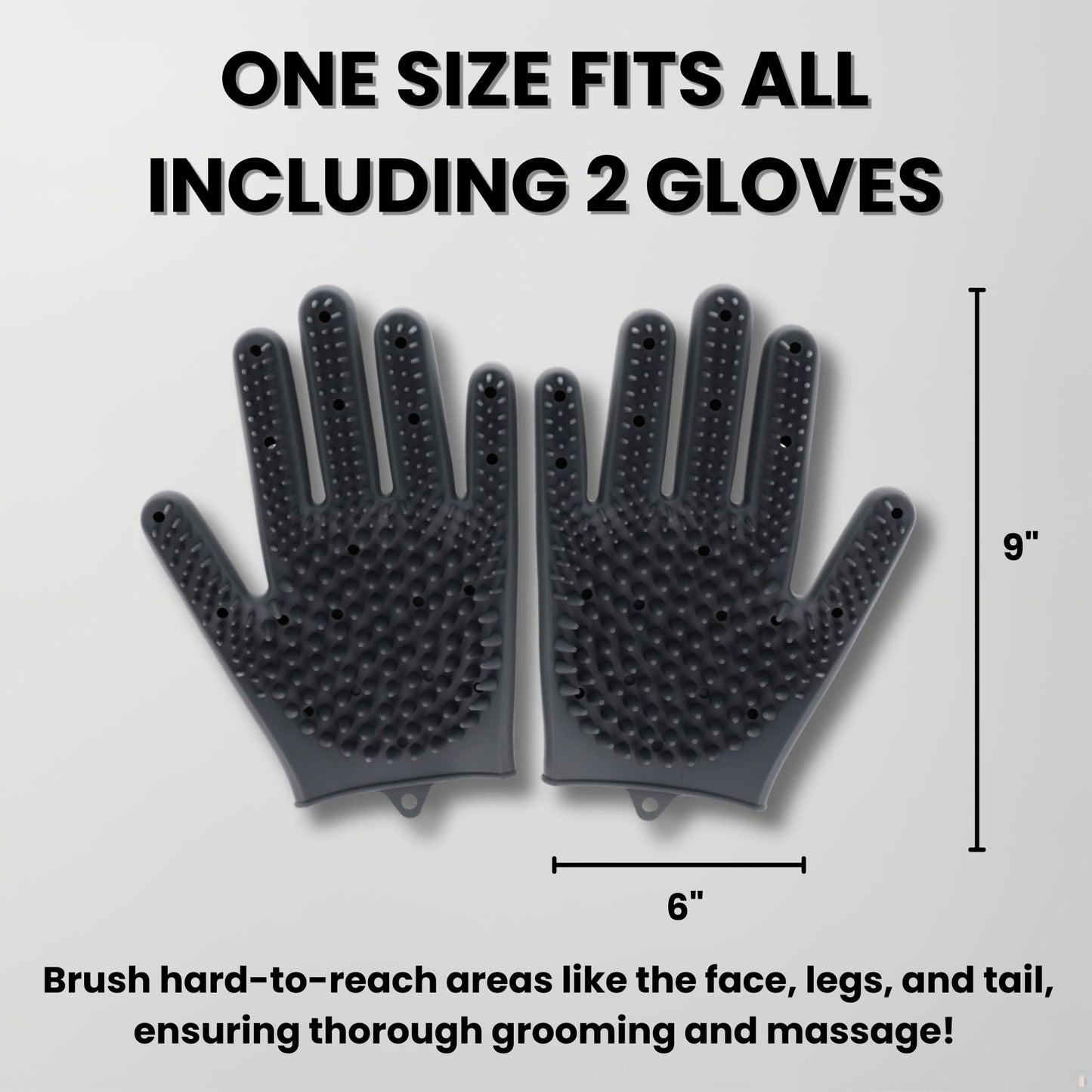 2pcs Pet Grooming Gloves for Cats, Dogs, Rabbits, Horses – Silicone Hair Remover, Shedding Bath Brush, Massage Mitts