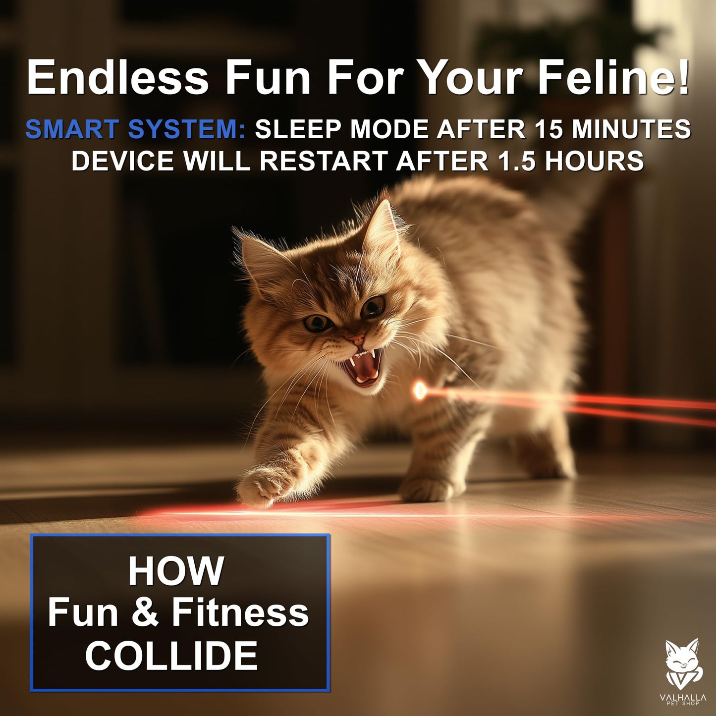 Valhalla Pet Shop Automatic Cat Laser Toy, Interactive Laser Cat Dog Toys, Indoor Cat Toys, Rare 2025 Black Model, Multiple Trajectories, High & Low Speed for Cats Dogs & Kittens, USA Retailer