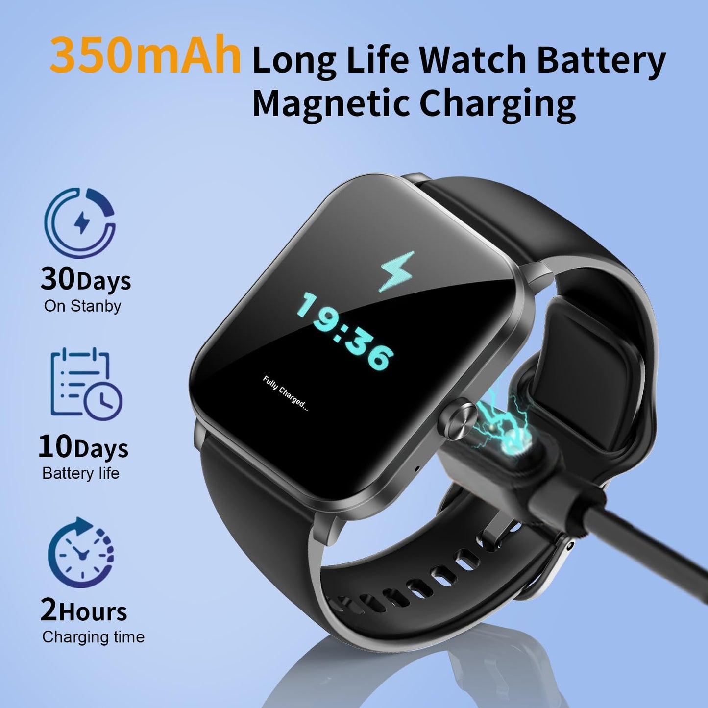 Smart Watch, 1.85"HD Smartwatches for Men Women, (Answer/Make Calls), IP68 Waterproof Fitness Watch, Heart Rate/Sleep Monitor, SpO2, Fitness Tracker with 120+ Sport Modes, Smartwatch for Android iOS