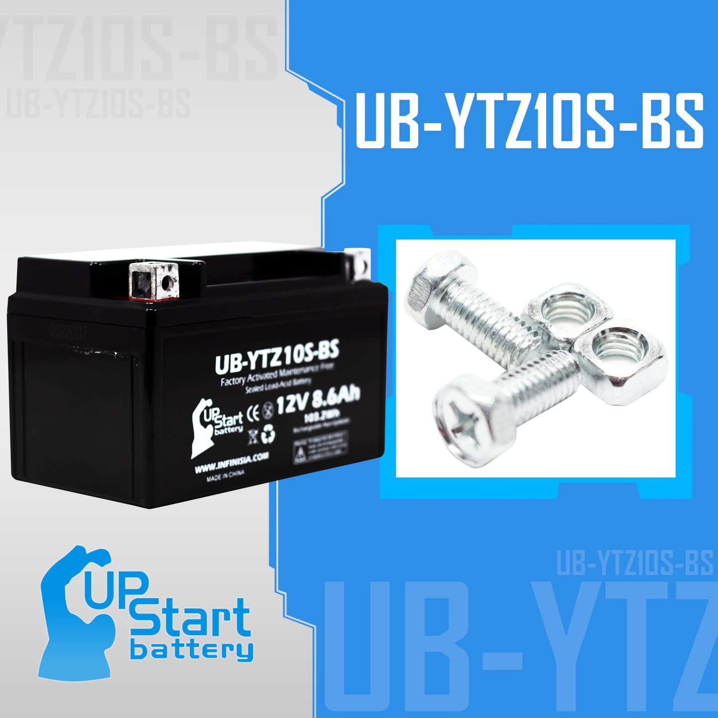 Replacement for 2007 Yamaha YZF-R6 (excl. R6S) 600CC Factory Activated, Maintenance Free, Motorcycle Battery - 12V, 8.6Ah, UB-YTZ10S-BS