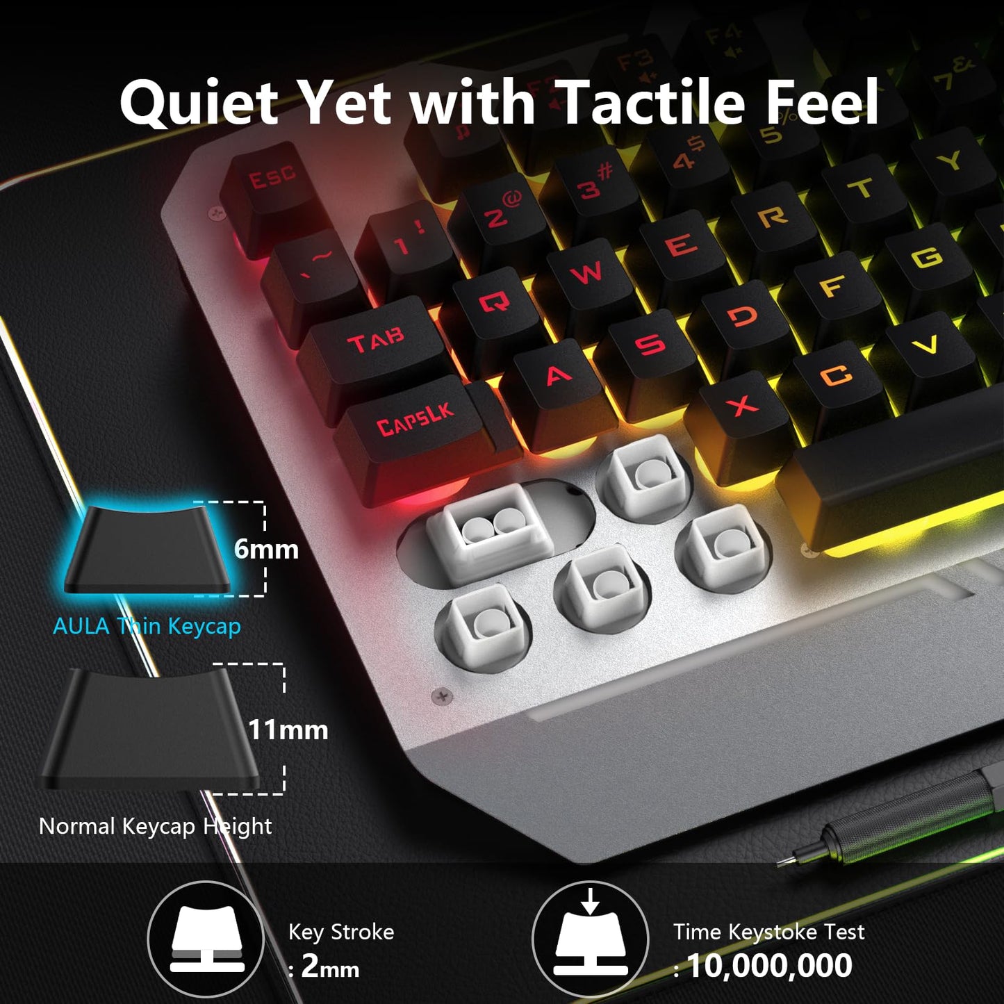 AULA Keyboard, T102 104 Keys Gaming Keyboard and Mouse Combo with RGB Backlit Quiet Computer Keyboard, All-Metal Panel, Waterproof Light Up PC Keyboard, USB Wired Keyboard Gaming for MAC Xbox PC Gamer