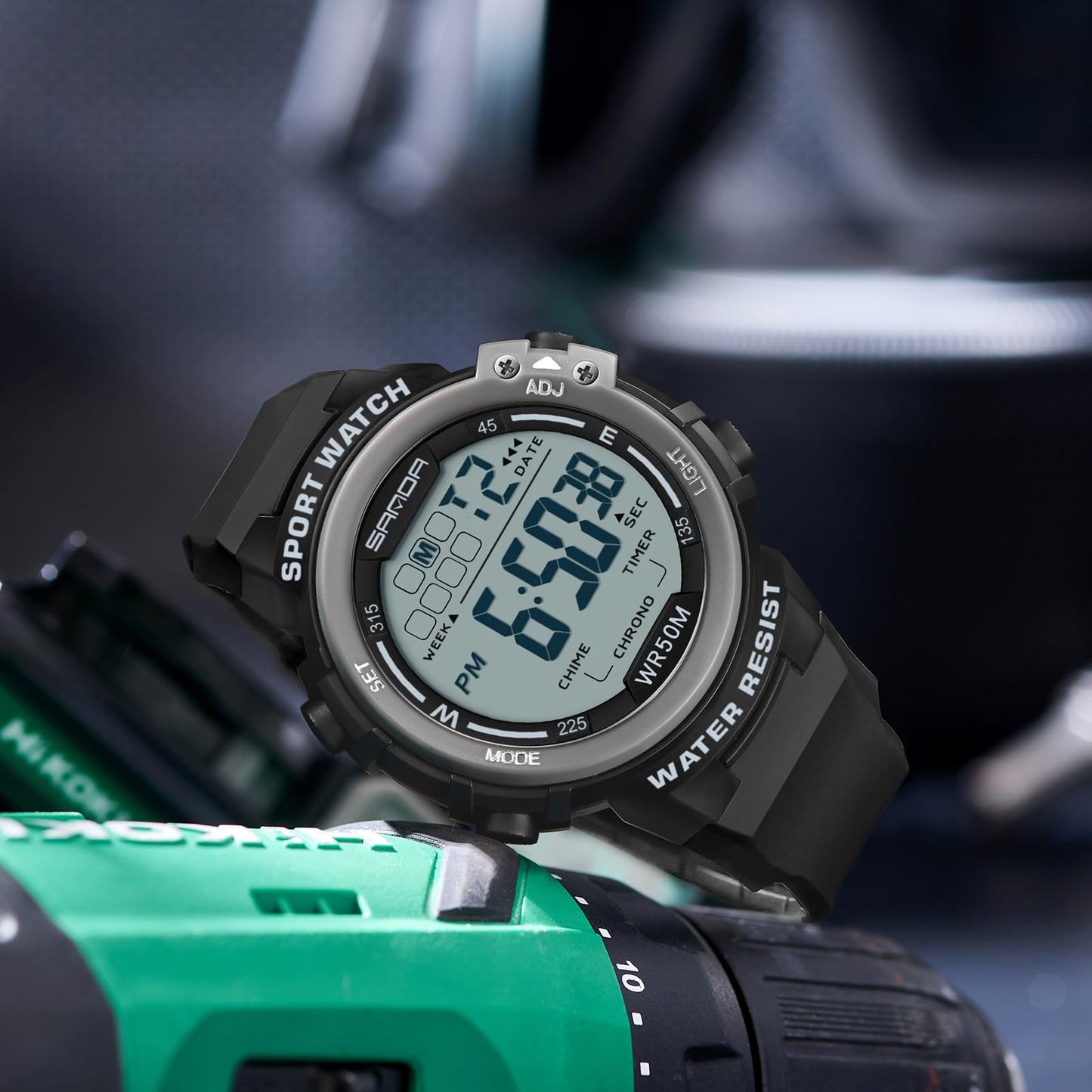 Sports Watches for Men Digital, Big Face LED Dial Easy to Read Time Wrist Watch with Countdown Timer Dual Time 5Bar Waterproof