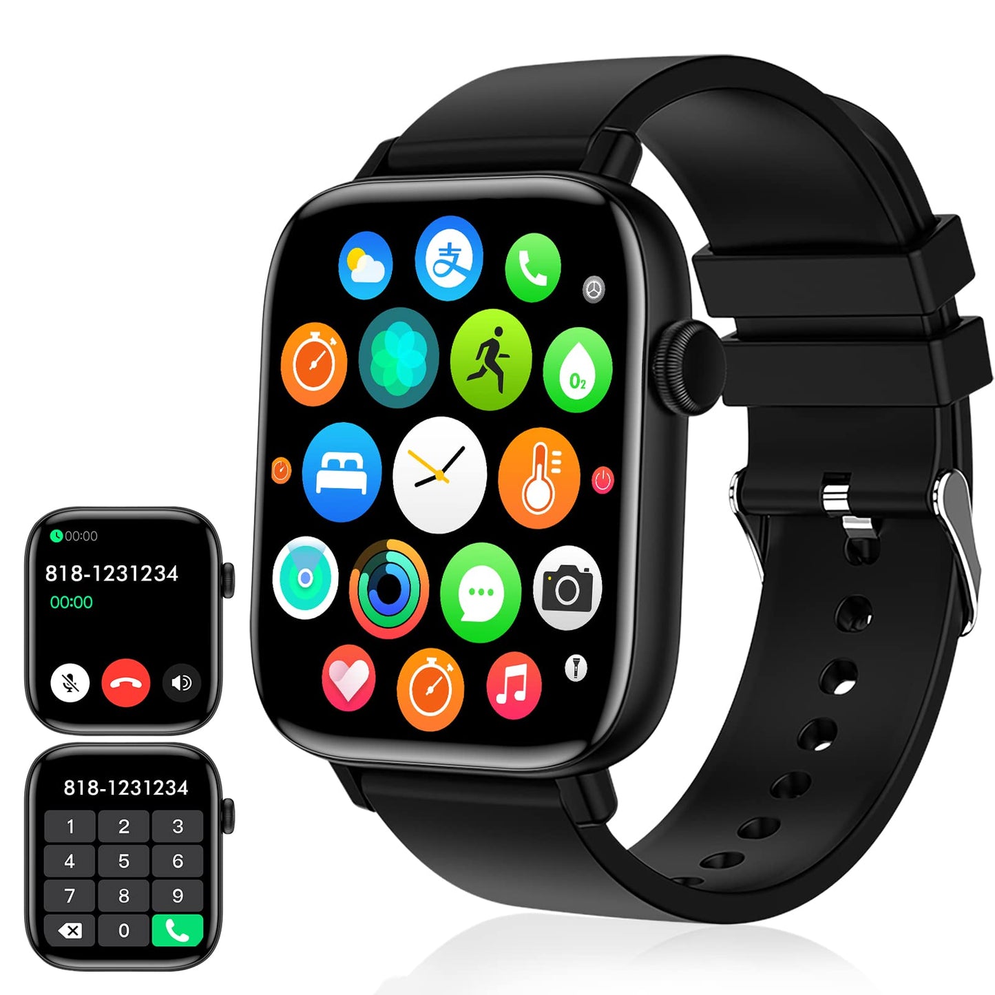 Smart Watch, 1.90" Smartwatch for Men Women (Answer/Make Call), Fitness Watch with 120+ Sport Modes, Heart Rate/Sleep Monitor/Pedometer, Activity Trackers for Android/iOS Phones - IP68 Waterproof