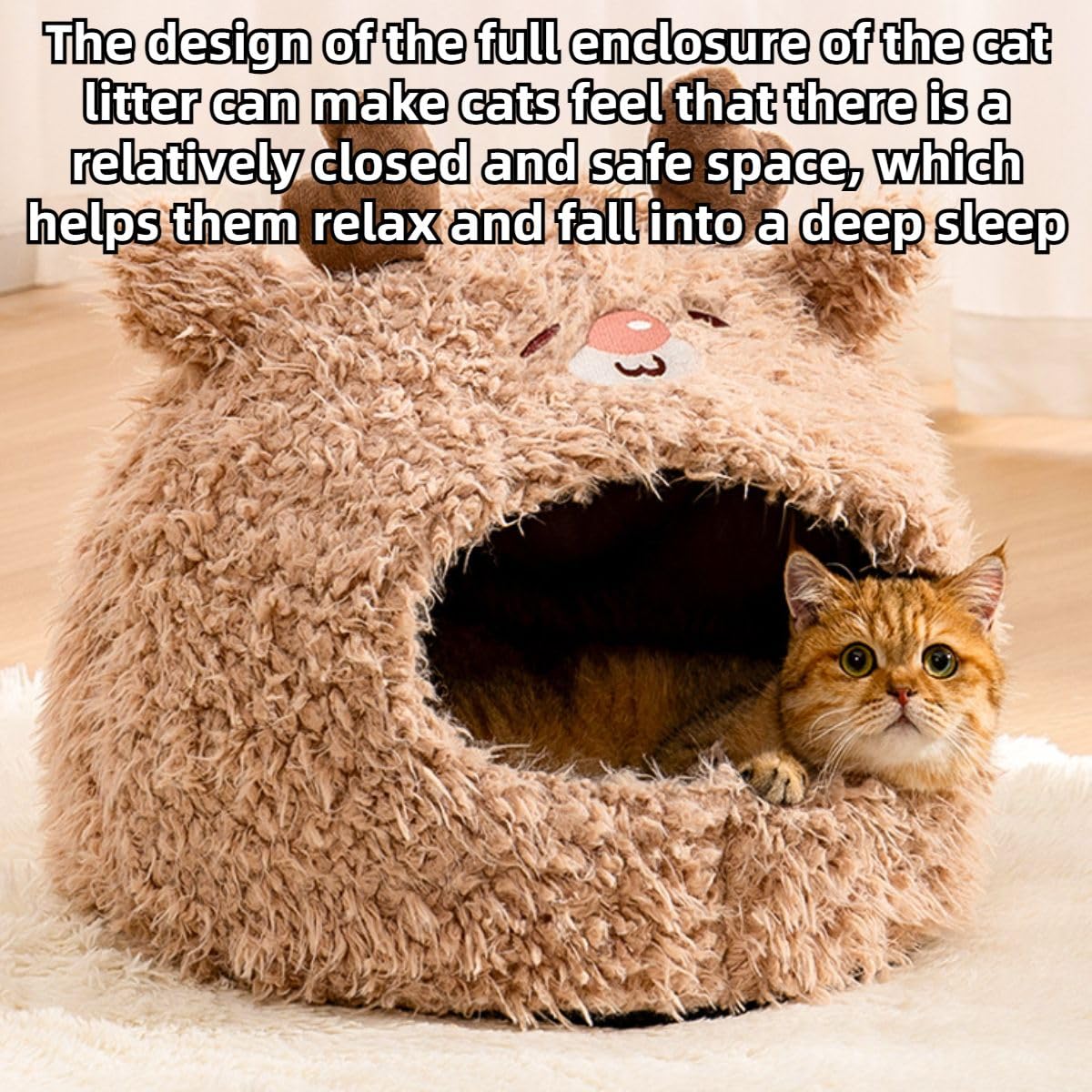 Animal Design Pet Bed Cat Dog Bed for Indoor Cats Pet Tent Cave with Removable Cushion Plush Half-Enclosed Warm House for Cats Small Dogs Kitten Puppy Sleeping (Alpacas,Small)