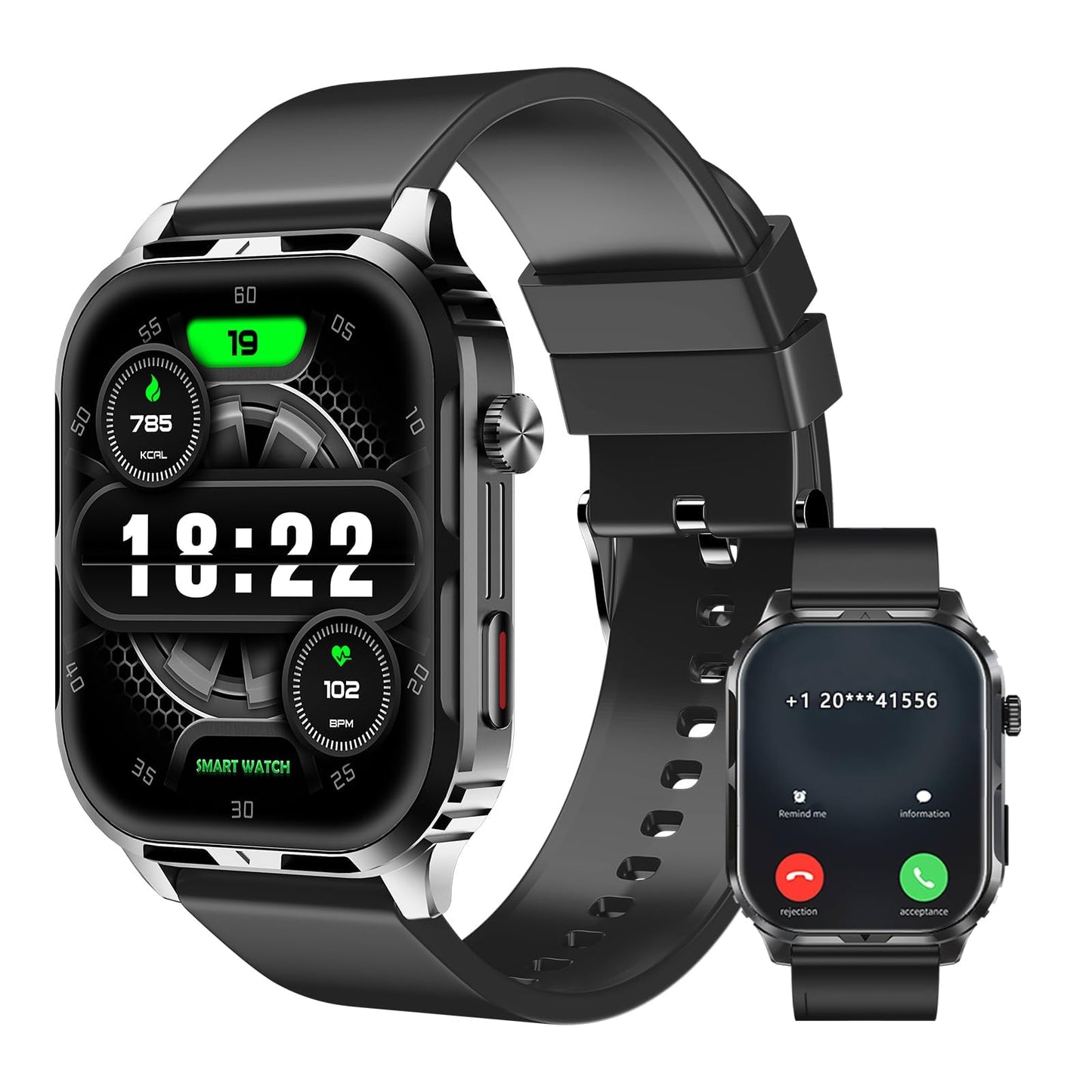 LEDXBNSS Smart Watch for Men Women with 2.1" HD Screen Military Watches, Call & Text for Android iOS, Heart Rate & Activity Tracker, IP68 Waterproof, 100 Sport Modes