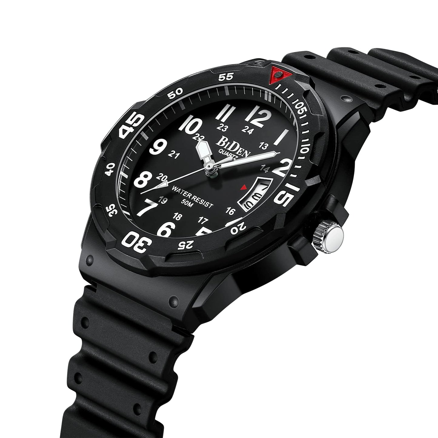 LN LENQIN Mens Watches Analog Quartz Watches Men 50M Waterproof Watch Fashion Business Casual Mens Designer Watch with Date Wrist Watches for Man (R009-Black-Red)