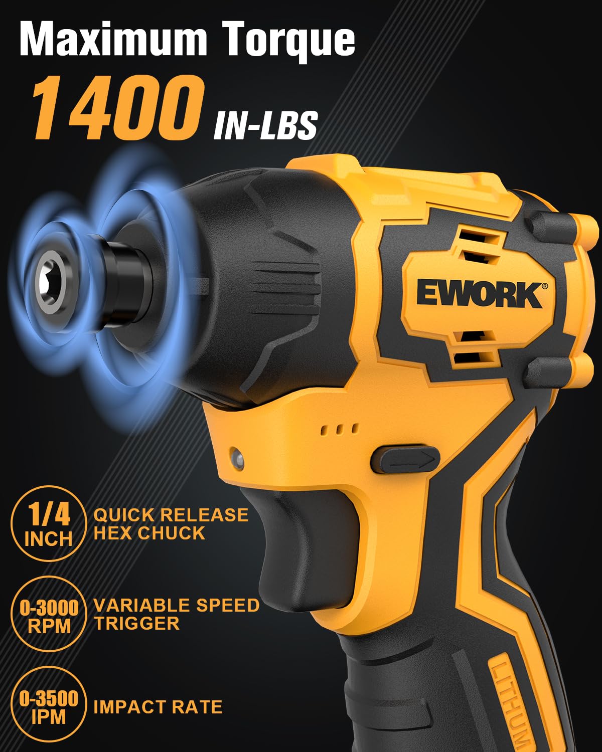 EWORK Compact Cordless Drill and Impact Driver Combo Kit 12V Brushless Small Power Tool Set with (2) 2.0Ah Batteries and Fast Charger, Tool Bag (EKC-12BLA)