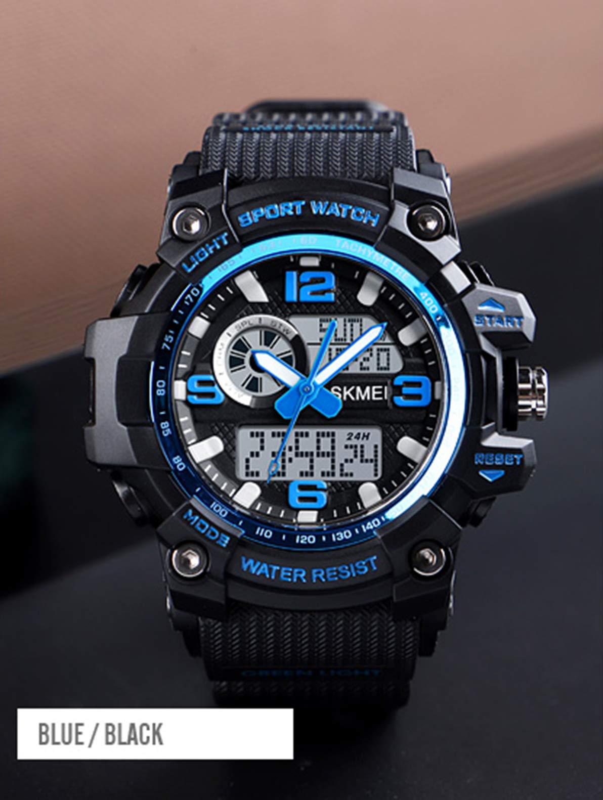 Mens Military Watch Digital Waterproof Wrist Watches Outdoor Sport Multifunction Casual Dual Display 12H/24H Stopwatch Calendar Watch - 1436 Small Black Blue