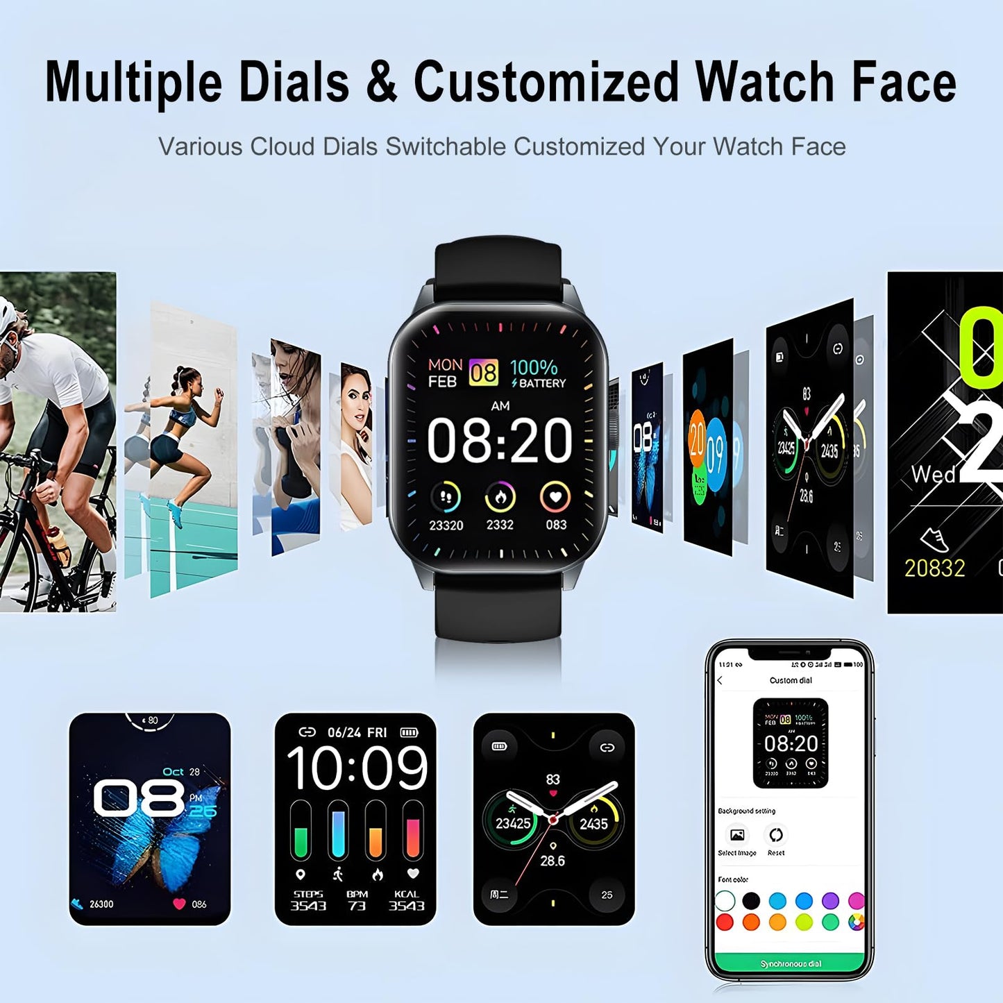 ISKOVI Smart Watch for Men Women Answer/Make Calls,Smartwatch with Heart Rate Sleep Counter Fitness Tracker, 100+ Sport Modes IP68 Waterproof Step Counter Smartwatch for iOS Android.