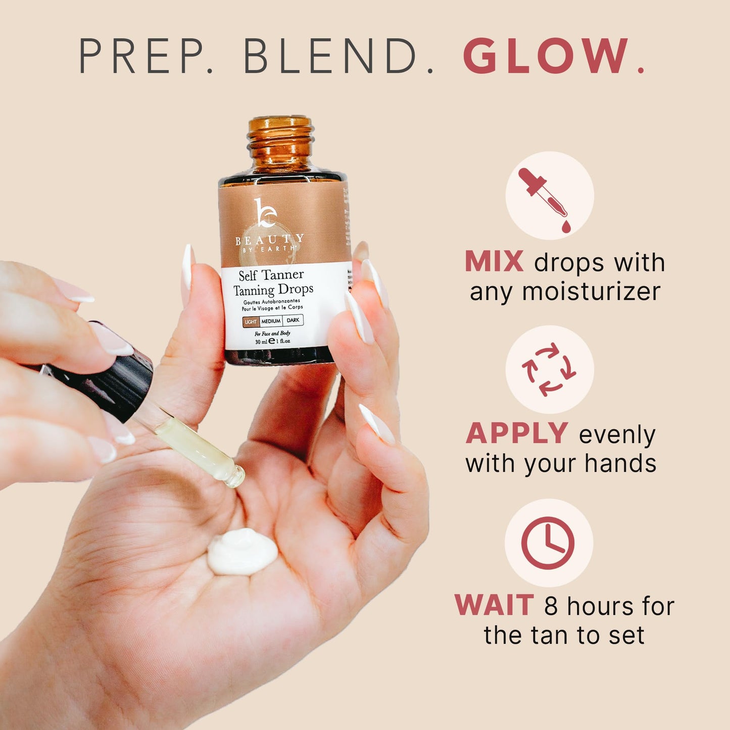 Self Tanning Drops for Face - USA Made with Organic & Natural Ingredients, Bronzing Face Tanning Drops with Aloe Vera, Non Toxic Self Tanner for Sunless Fake Tan & Natural Glow, Cruelty & Toxin Free