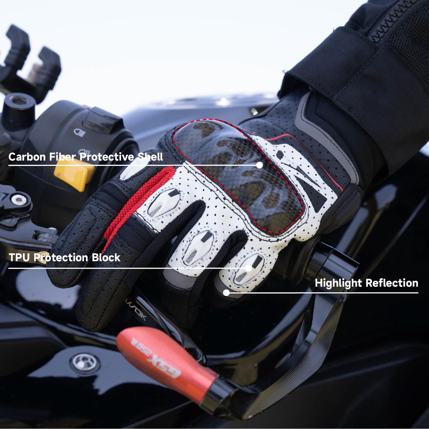 VXW Motorcycle Gloves for Men and Women Full Finger Touchscreen Motorbike Gloves High Protection Biker Gloves for BMX ATV Road Racing(Medium)