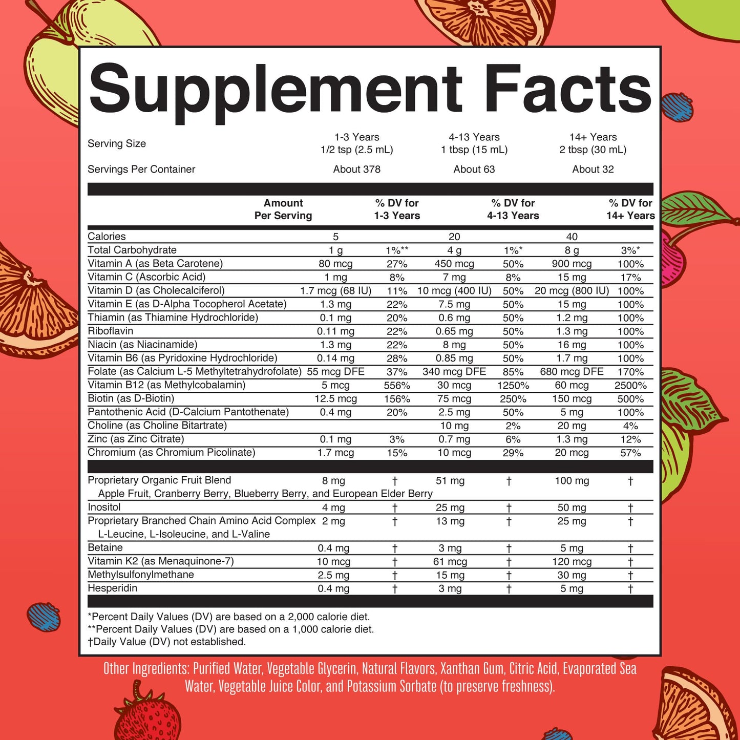 MaryRuth Organics Multivitamin for Women Men & Kids | Sugar Free | Vegan | Vitamin A, C, D, E, B12, Zinc | Daily Vitamins for Kids, Mens, Womens | Energy & Beauty Booster Multimineral | 32 Fl Oz