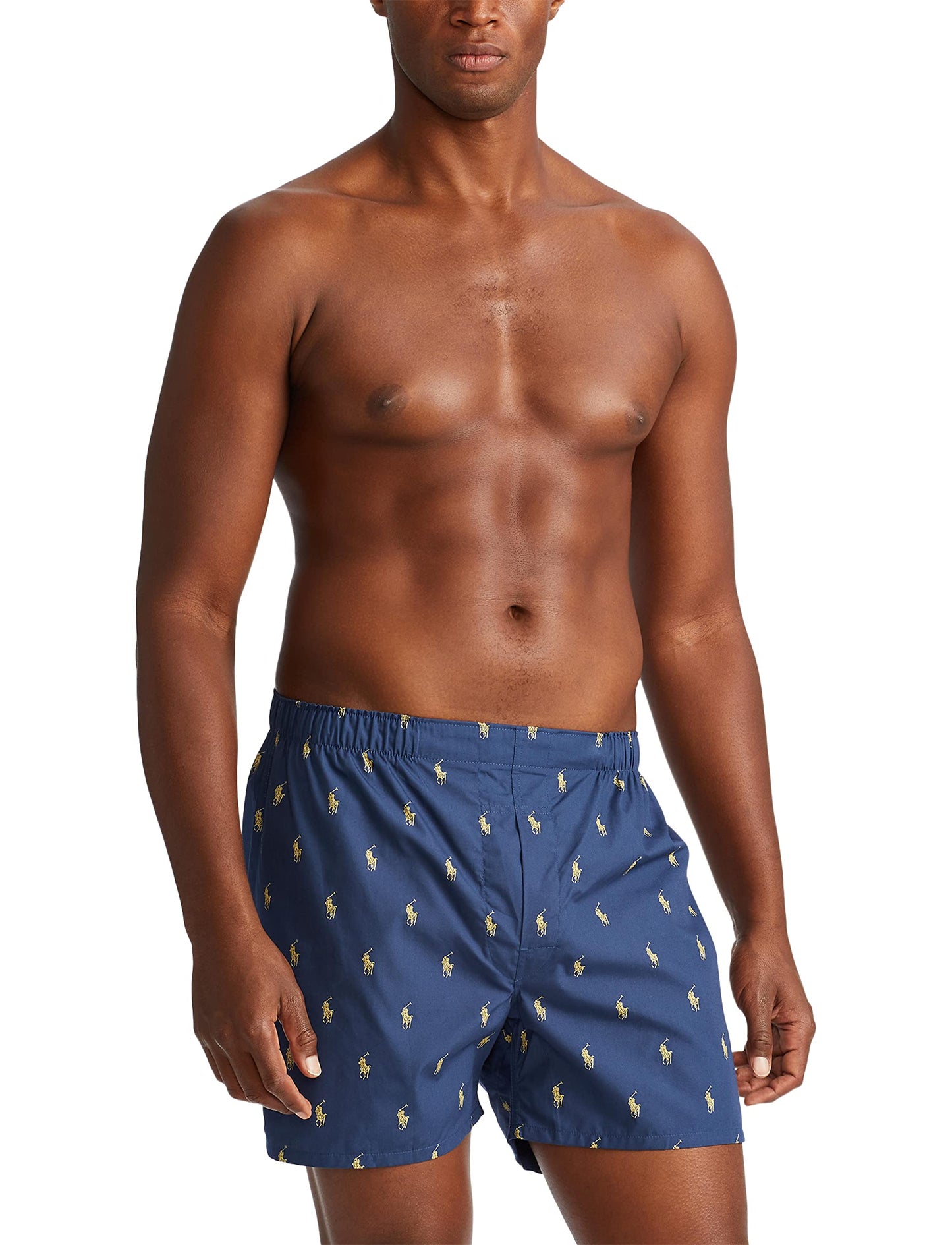 POLO Ralph Lauren Men's Classic Fit Cotton Woven Boxers 3-Pack, Rustic Navy/Campus Yellow, Summer Stripe/Cruise Navy, Sag Harbor Plaid Yellow-3 Pack, Large