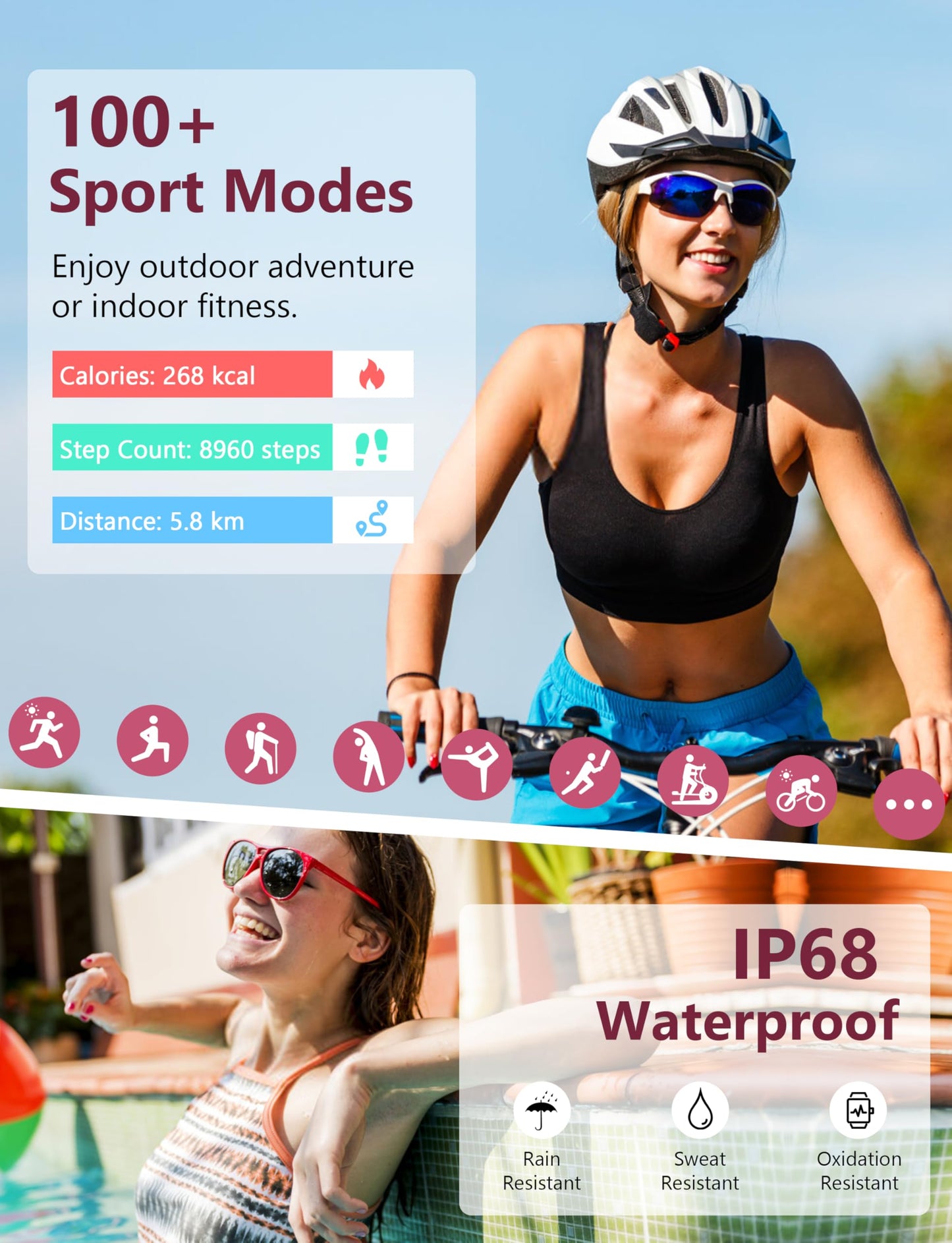 KALINCO Smart Watch, 1.83'' Smartwatch Women Men Answer Make Calls, Alexa Fitness Watch, IP68 Waterproof Fitness Tracker, Heart Rate/Sleep Monitor, 100+ Sports Pedometer Watch for Android & iOS Phone