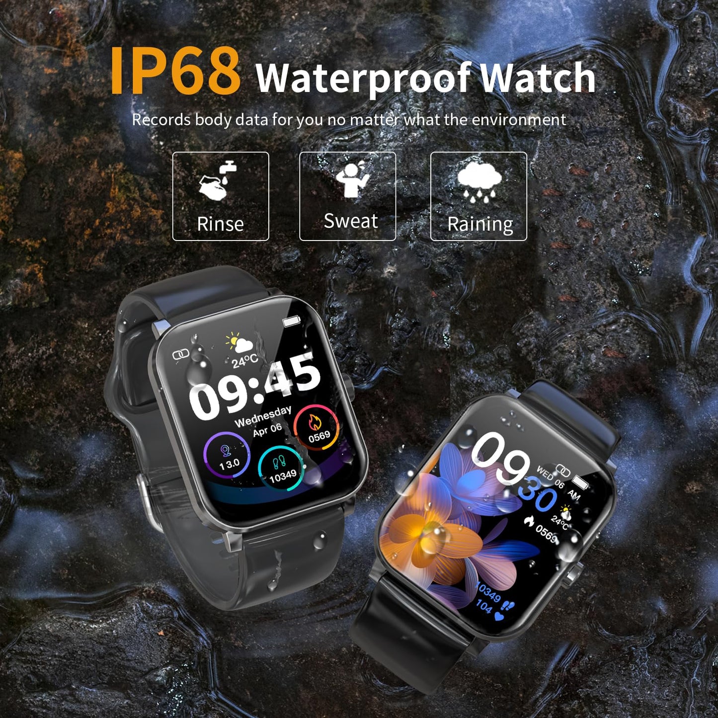 Smart Watch, 1.85"HD Smartwatches for Men Women, (Answer/Make Calls), IP68 Waterproof Fitness Watch, Heart Rate/Sleep Monitor, SpO2, Fitness Tracker with 120+ Sport Modes, Smartwatch for Android iOS