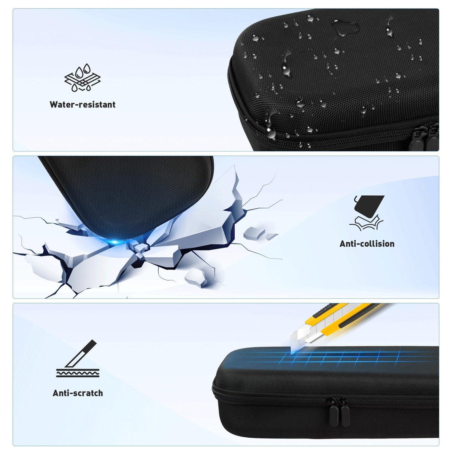 Foluck 3 in 1 Accessoris Set Compatible with Playstation Portal, EVA Carrying Case for PS5 Portal, Soft Silicone Protective Cover, 2 Pack Screen Protector, Ps Portal Accessories, Black