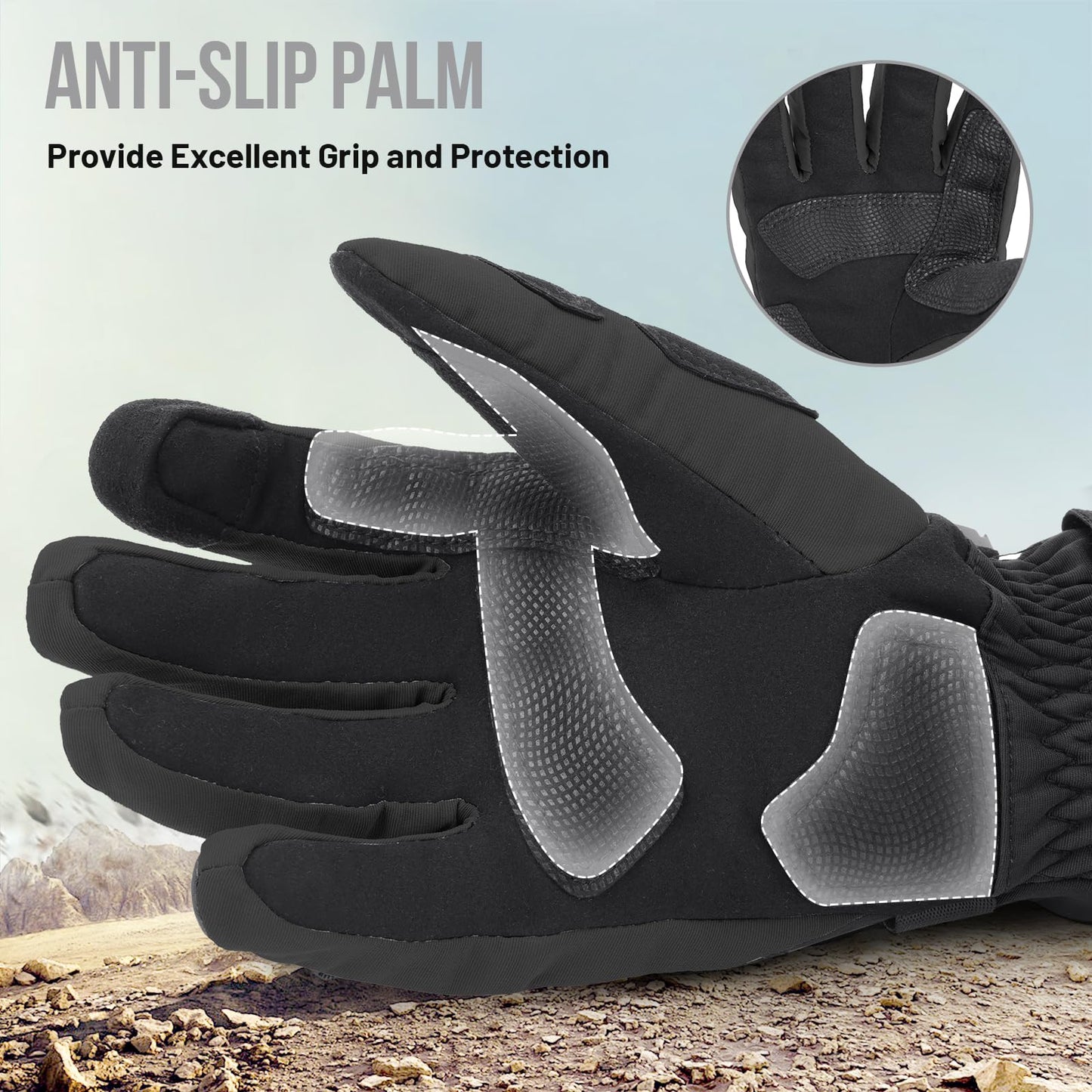 RKV86 Motorcycle Gloves for Men Winter Riding Gloves with Carbon Fiber Protective Motorbike Powersports Racing Gloves with Touchscreen for Outdoor Sports Black L