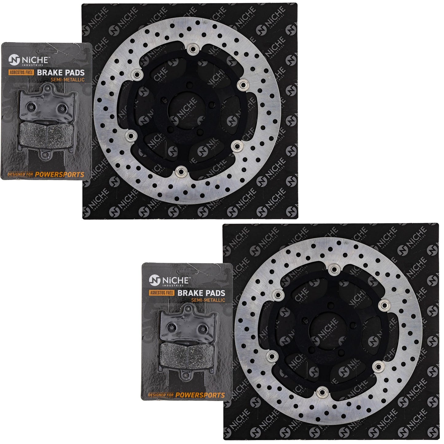 NICHE Front Brake Rotor Pad Semi Metallic Kit For Kawasaki Z1000 43082-1290 43082-0002 41080-0001-488 Motorcycle