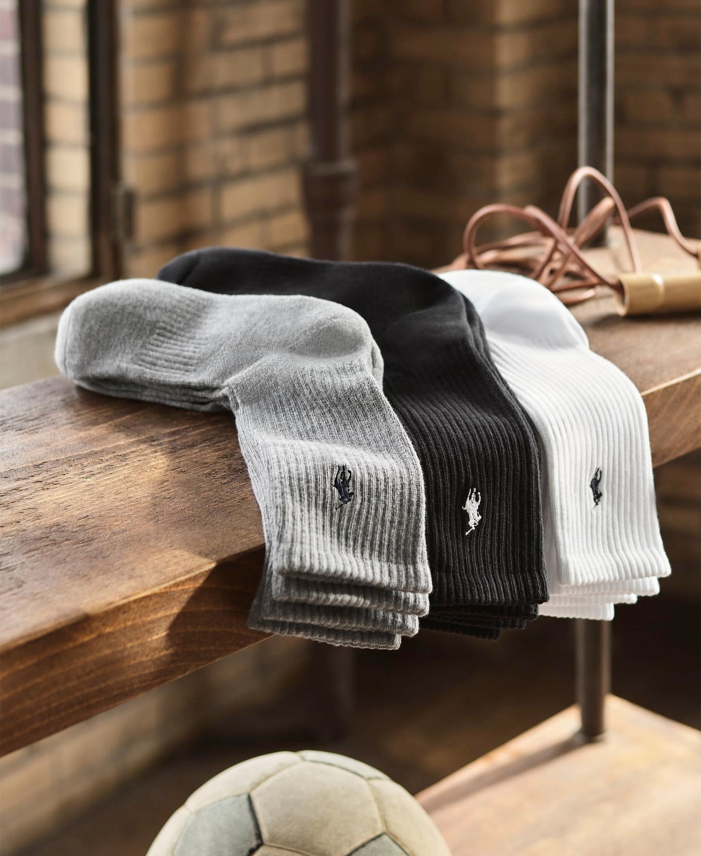 Polo Ralph Lauren Men's Athletic Performance Cotton Crew Socks-6 Pair Pack-Breathable Mesh & Sport Moisture Wicking, Brown, 6-12.5
