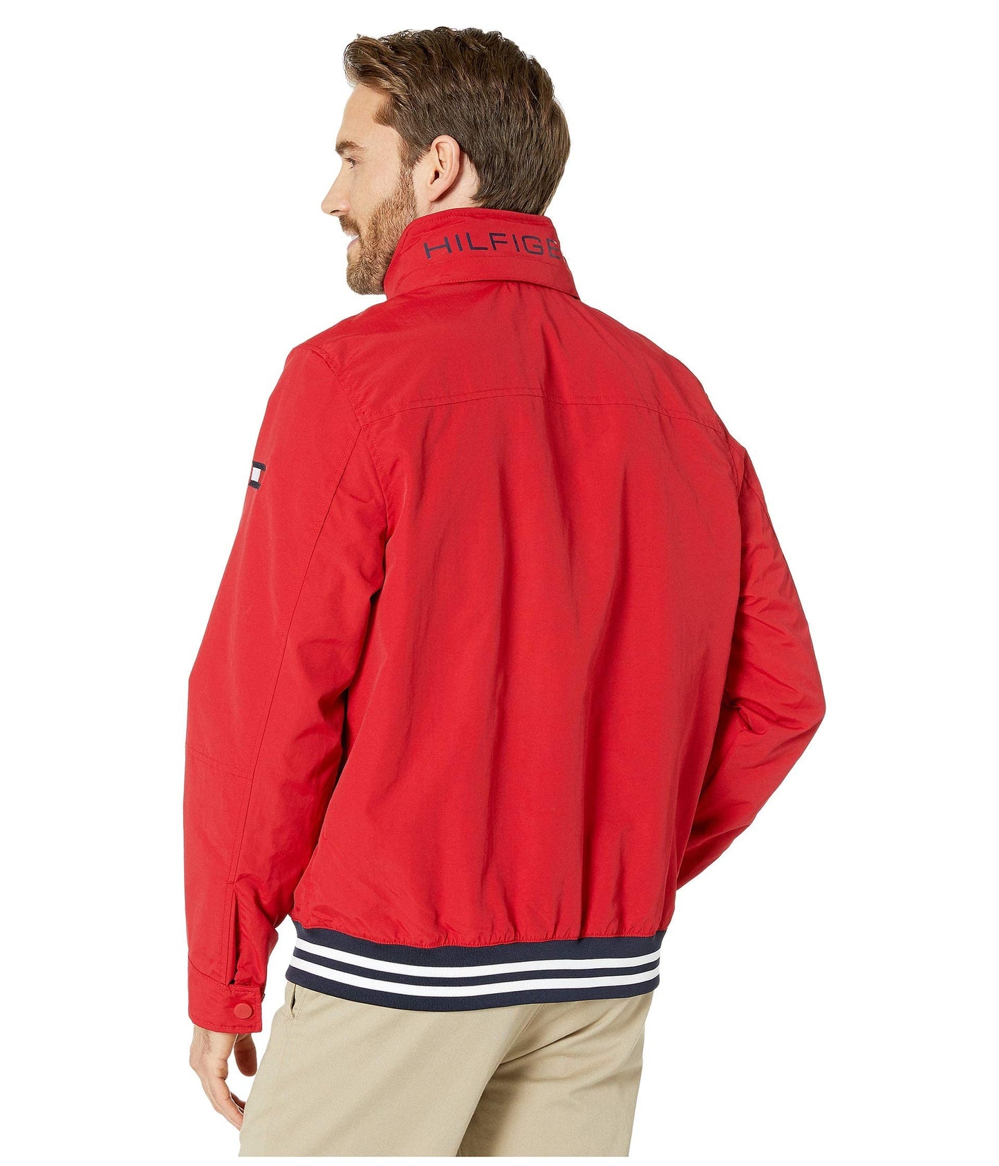 Chaqueta de regata ligera e impermeable Tommy Hilfiger para hombre, color rojo de competición (talla mediana)
