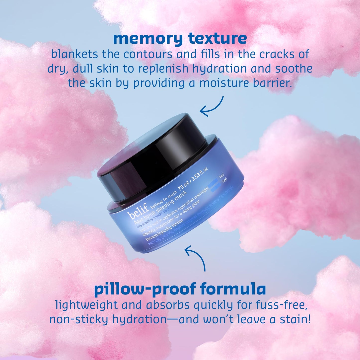 belif Aqua Bomb Sleeping Mask, Korean Overnight Jelly Moisturizer for Intense Hydration, Dullness Reduction, Skin Repair & Plumping, Glass Skin, 1.6 fl oz