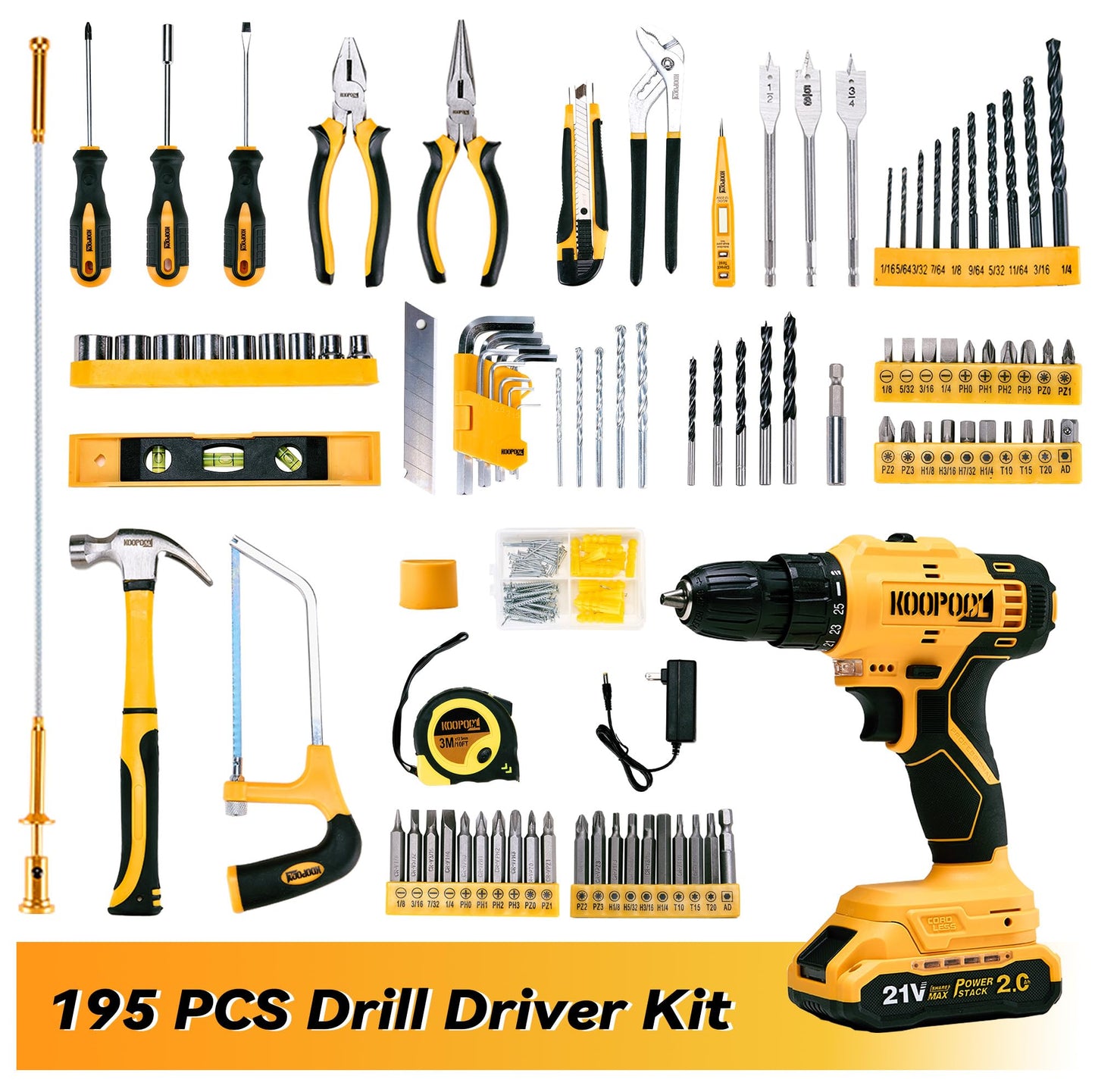Tool Box Set: Cordless 21V Power Drill Tool Kit with Battery, Electric Drill Driver for Men, Home Hand Repair Basic Toolbox Tools Sets, Drills Case