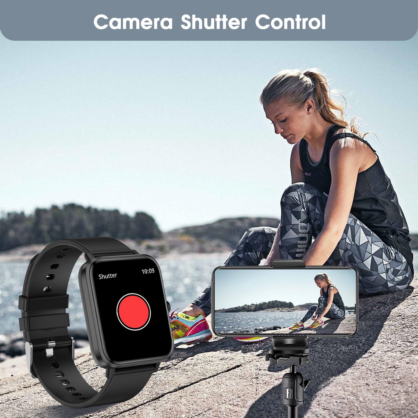 Smart Watch for Android iPhone-Call Receive/Dial/Read Message/AI Control-1.83" HD Screen-IP67 Waterproof Fitness Smartwatch-Blood Pressure/Heart Rate/SpO2/Sleep Monitor-Sport Tracker for Women Men