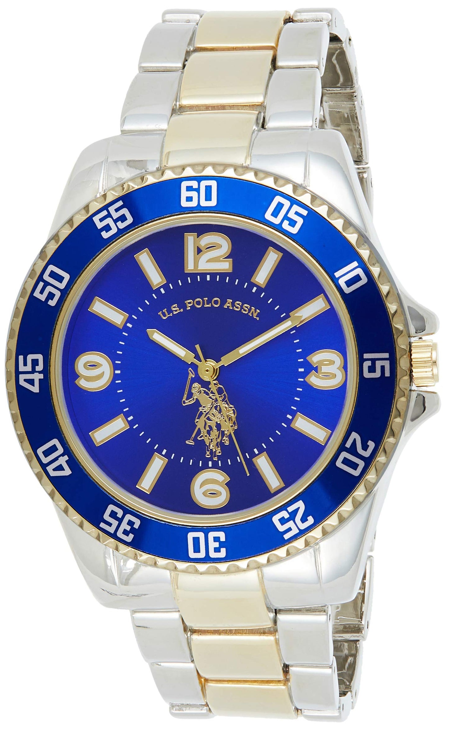 Accutime U.S. Polo Assn. Men's Two-Toned, Royal Blue Dial, Automatic Quartz Metal/Alloy Fold-Over-Clasp Watch - USC80514