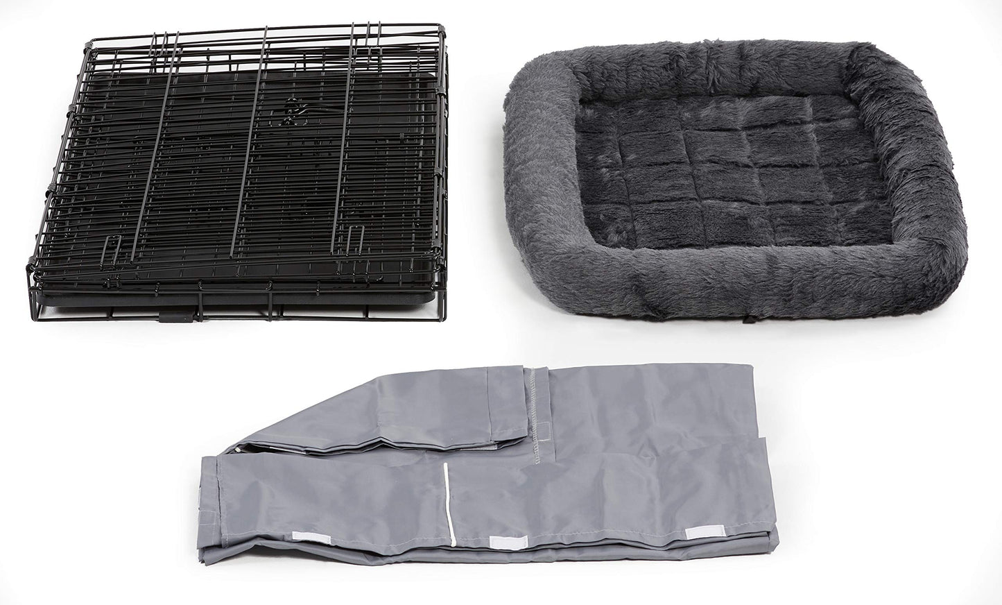 MidWest Homes for Pets Double Door Dog Crate Kit Includes One Two-Door Matching Gray Bed & Crate Cover, 30-Inch Kit Ideal for Medium Dog Breeds