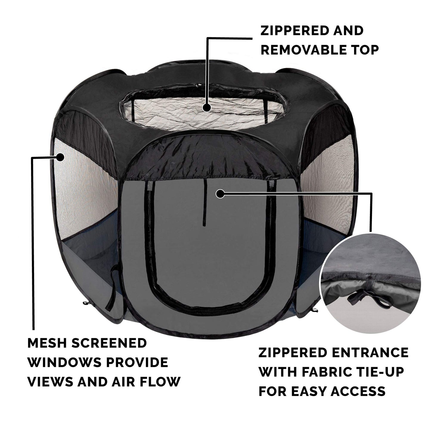 Furhaven Portable Dog Playpen Cat Tent, Pet playground/kennel foldable indoor outdoor zippered puppy crate - Gray, Extra Large