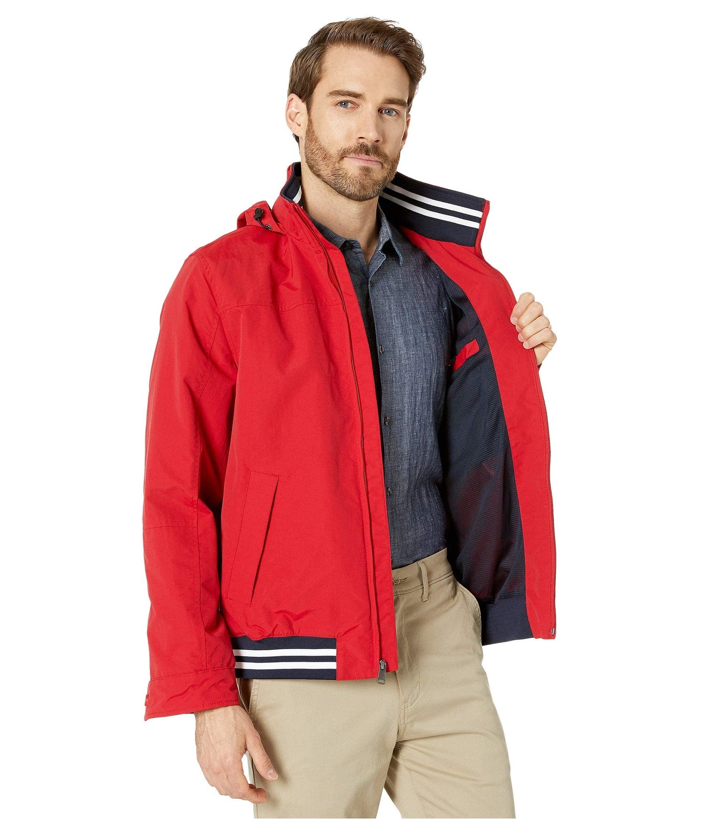 Chaqueta de regata ligera e impermeable Tommy Hilfiger para hombre, color rojo de competición (talla mediana)
