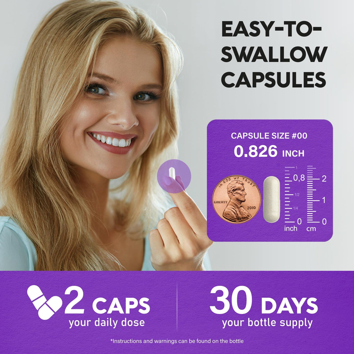 Hair Growth Support Pills with Biotin, Collagen, Keratin, Hyaluronic Acid - 25000mcg - Made in USA
