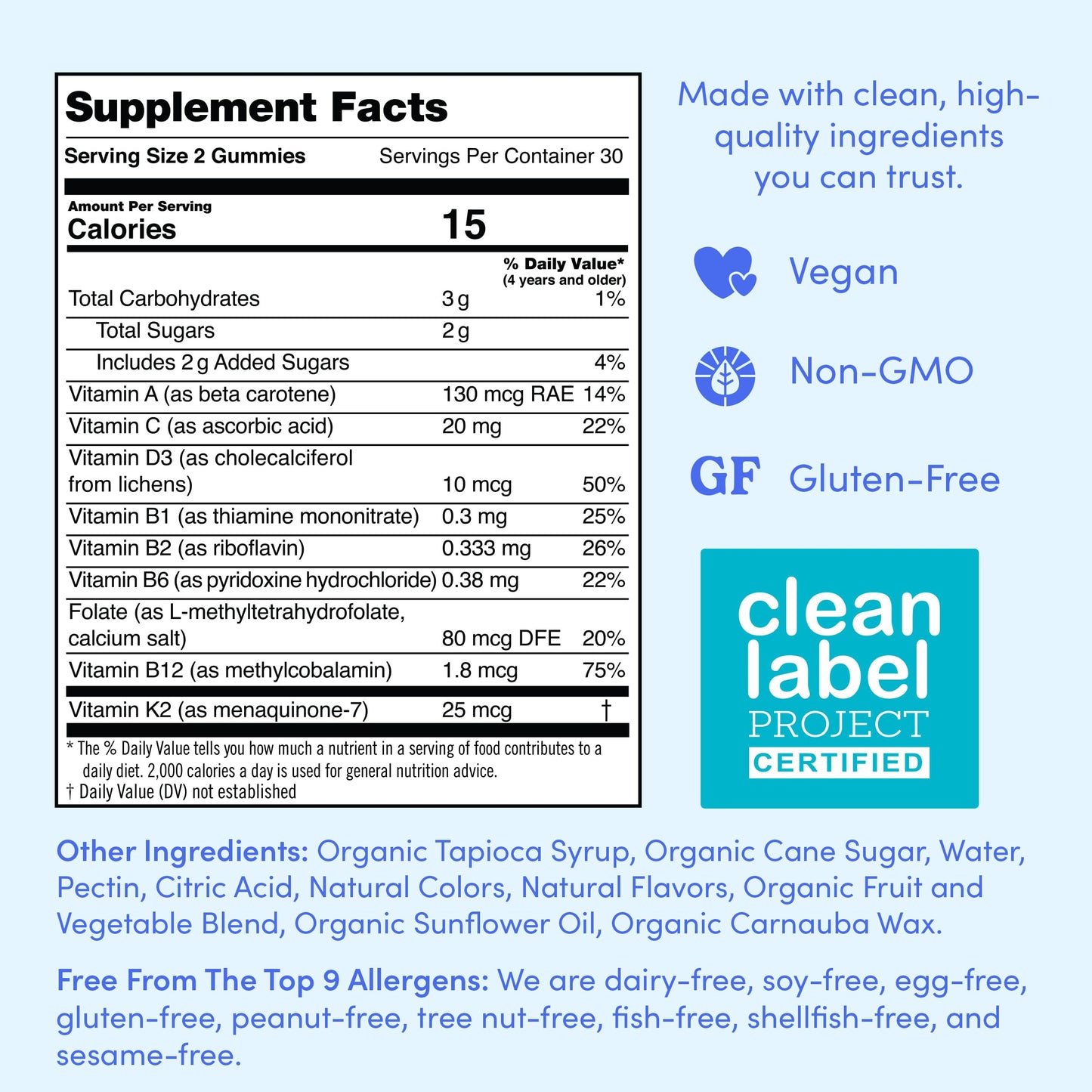 FIRST DAY Kids Essential Multivitamin Gummies, Vitamin A, D3, B6, B12, C, K2 & More + Organic Fruits & Veggies for Growth, Brain, Immunity. Natural Strawberry & Orange Flavor, Low Sugar. 30-Day Supply