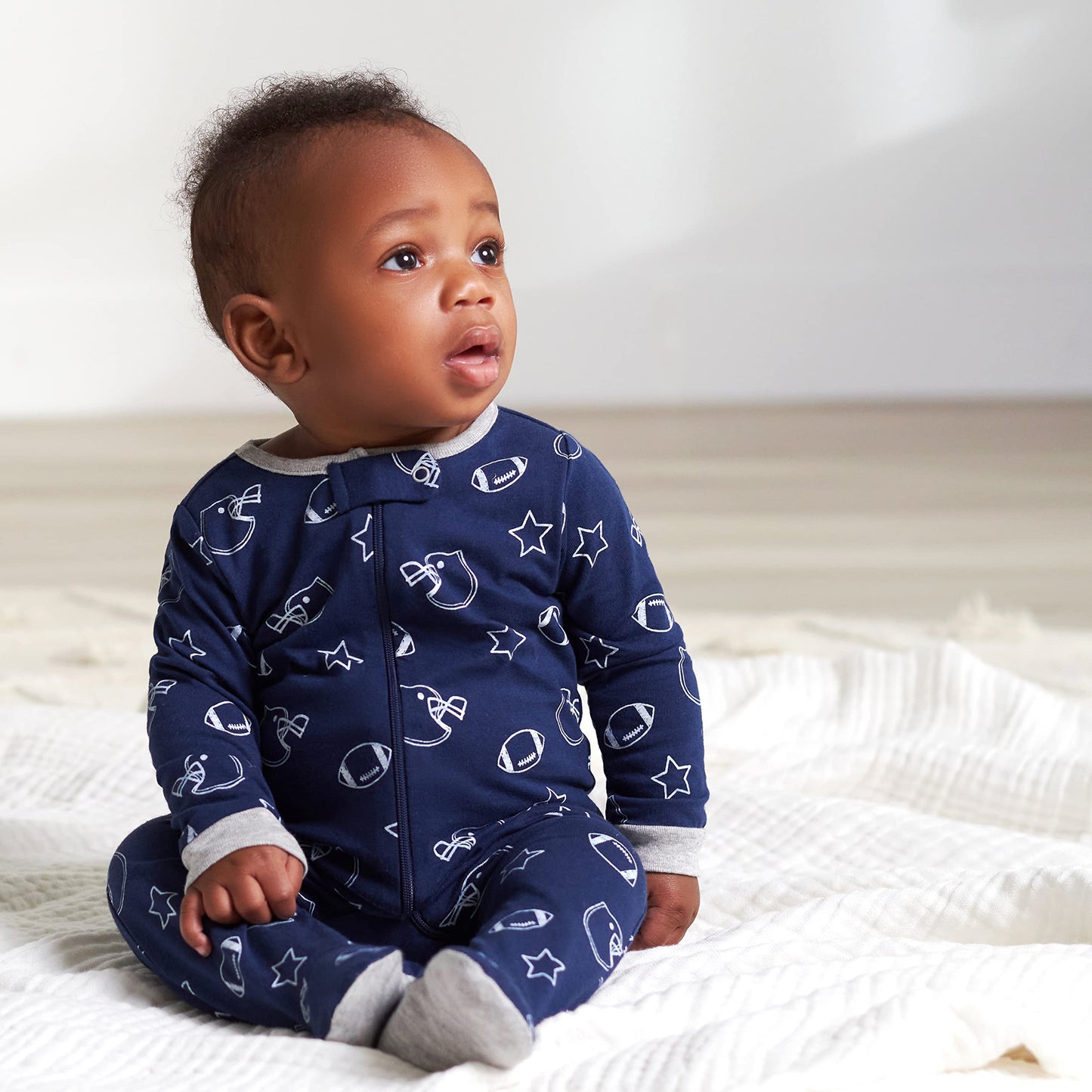 Gerber Baby Boy's 4 Pack Sleep 'N Play Footie, Sports Blue, 3-6 Months