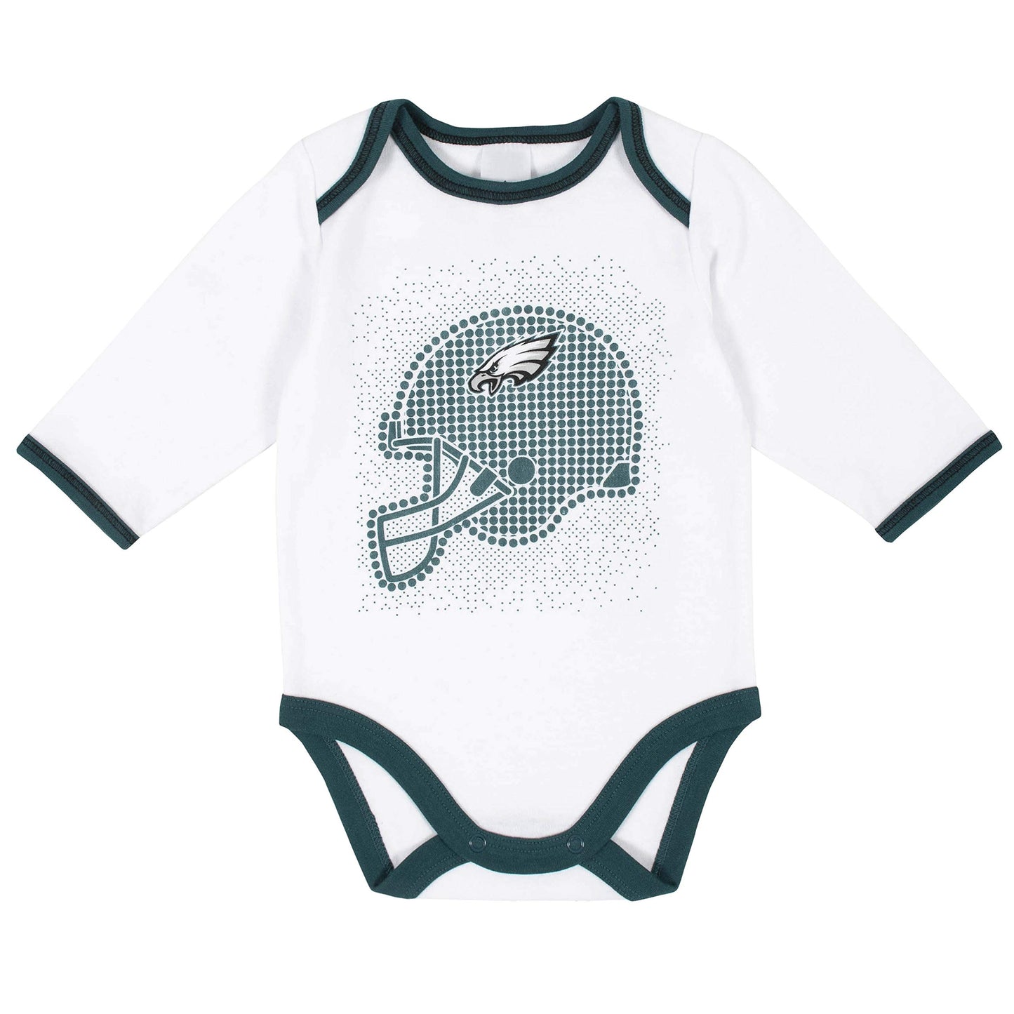 NFL Philadelphia Eagles 3 Pack Bodysuit Footed Pant and Cap Registry Gift Set, Green/White Philadelphia Eagles, 0-3M