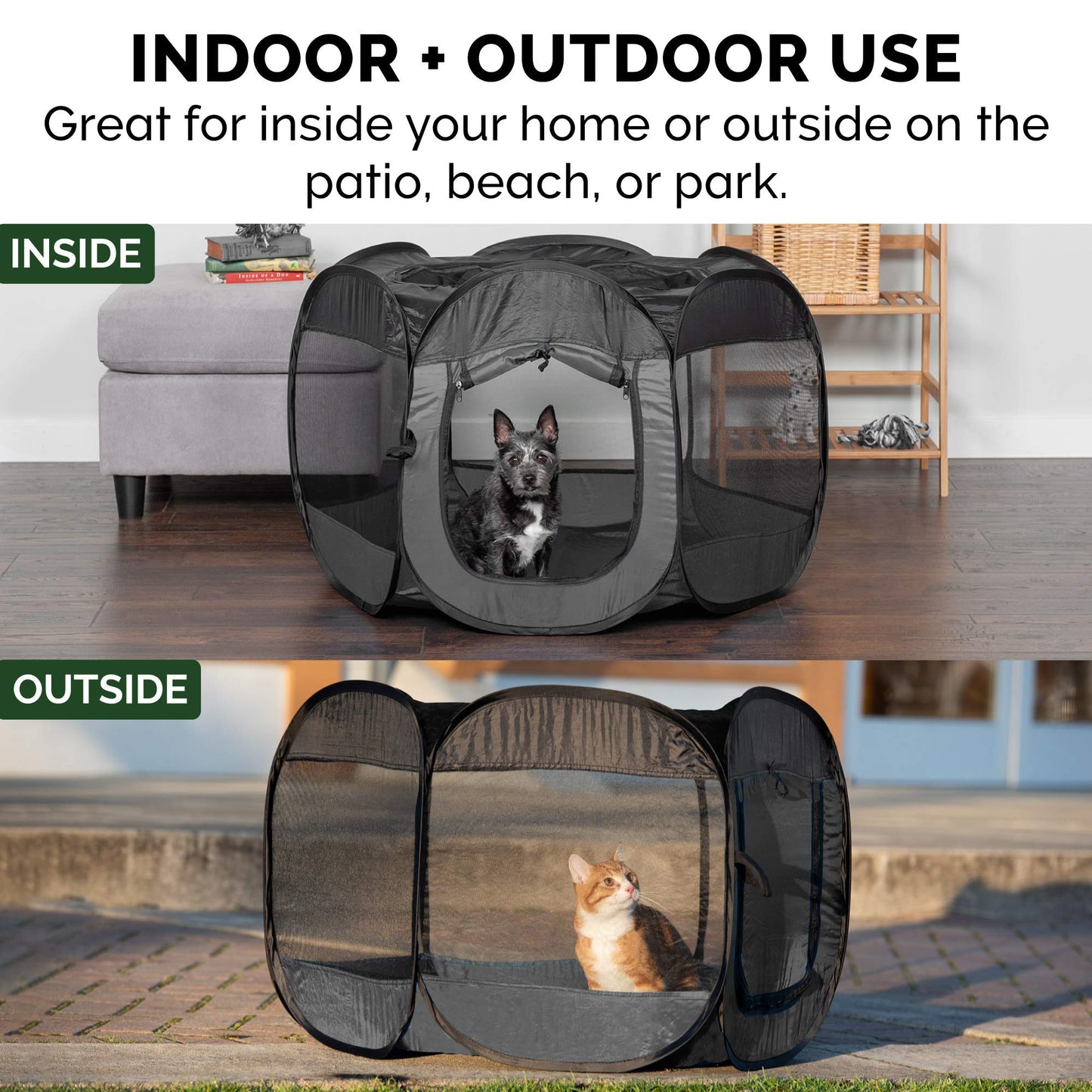 Furhaven Portable Dog Playpen Cat Tent, Pet playground/kennel foldable indoor outdoor zippered puppy crate - Gray, Extra Large