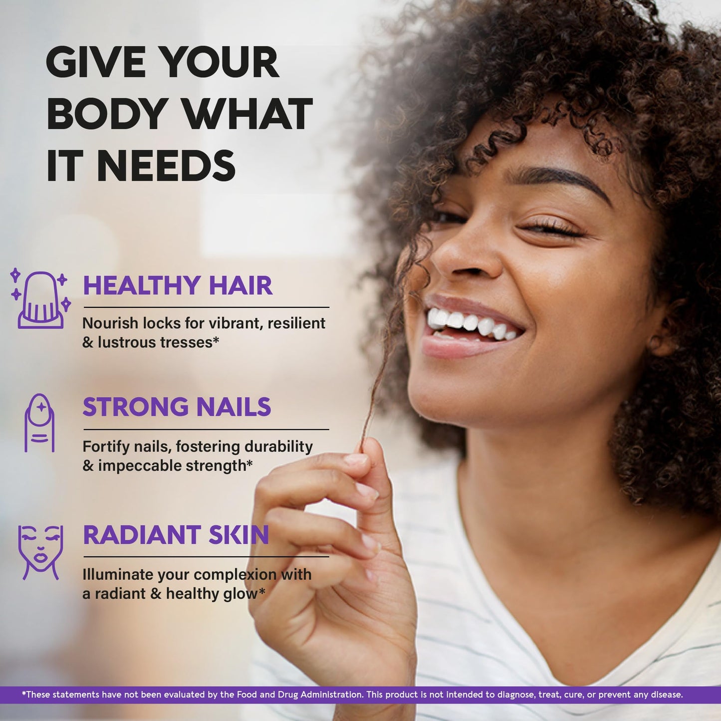 Hair Growth Support Pills with Biotin, Collagen, Keratin, Hyaluronic Acid - 25000mcg - Made in USA