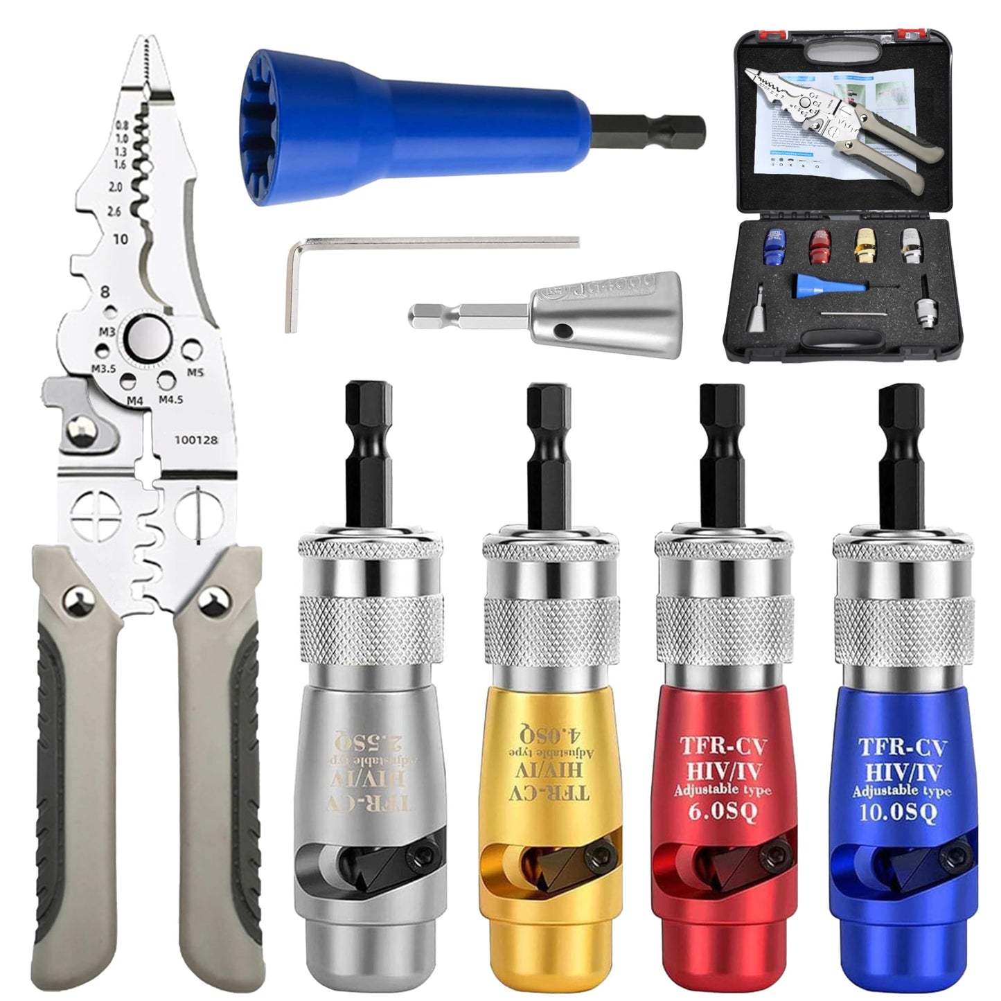 PENEYON Wire Twister Tool for Drill-6Set,2024 New Electric Wire Stripper Professional Electrician Tool Set with Multifunctional Wire Stripper,Wire Stripping and Twisting Tool